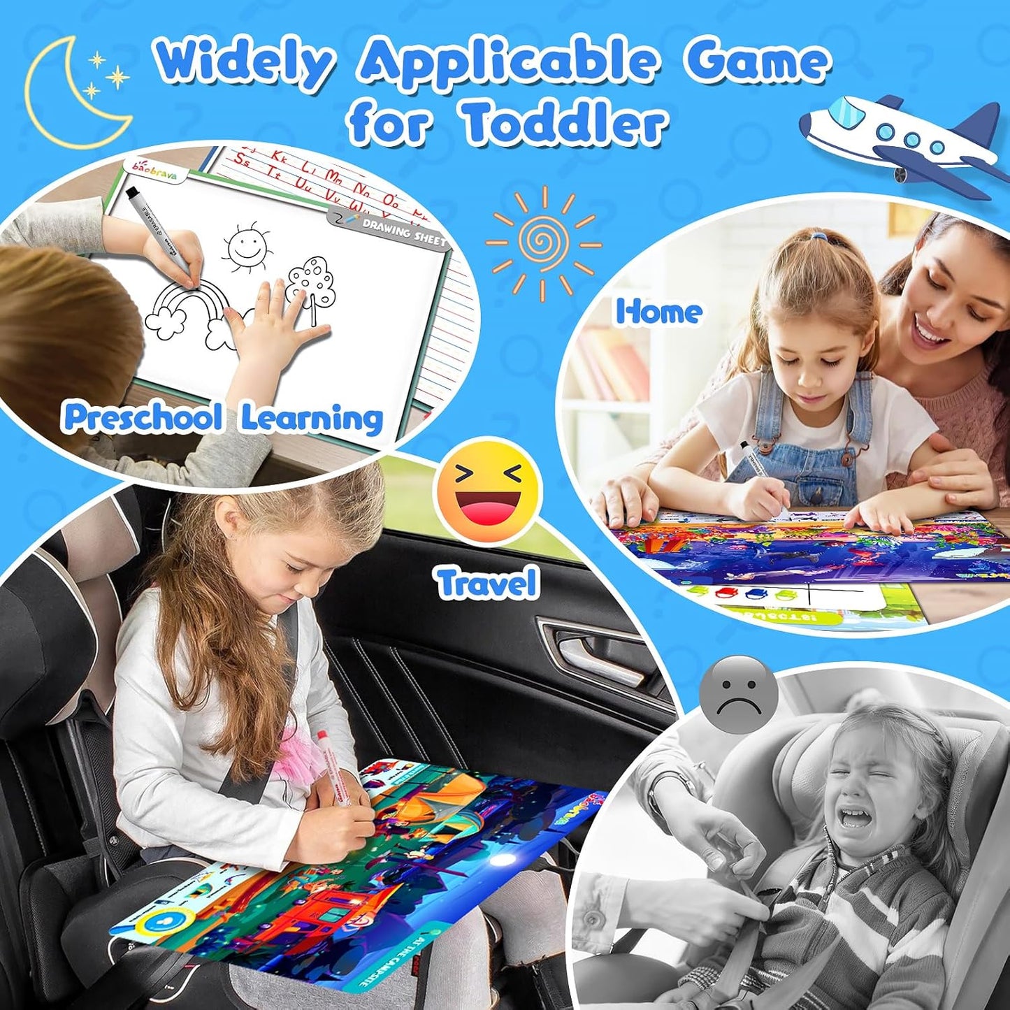 Search and Find Game Books - Preschool Learning Activities for Kids Age 3-8, Travel Games for or Road Trip Car Airplane, Educational Seek Activity Birthday Gifts for Boys and Girls