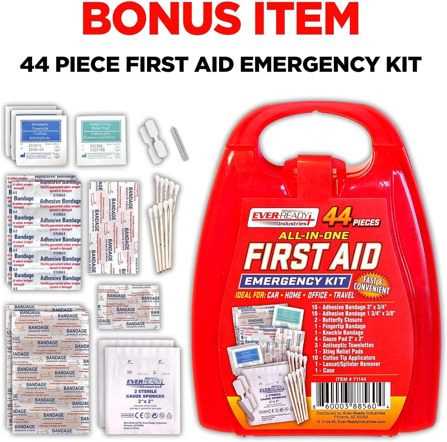 Ever-Ready Industries Premium Trauma First Aid Kit for Outdoors, Workplace, and Home - Exceed OSHA Guidelines and ANSI 2009 Standards - 240 Pieces - Includes Bonus Travel Kit