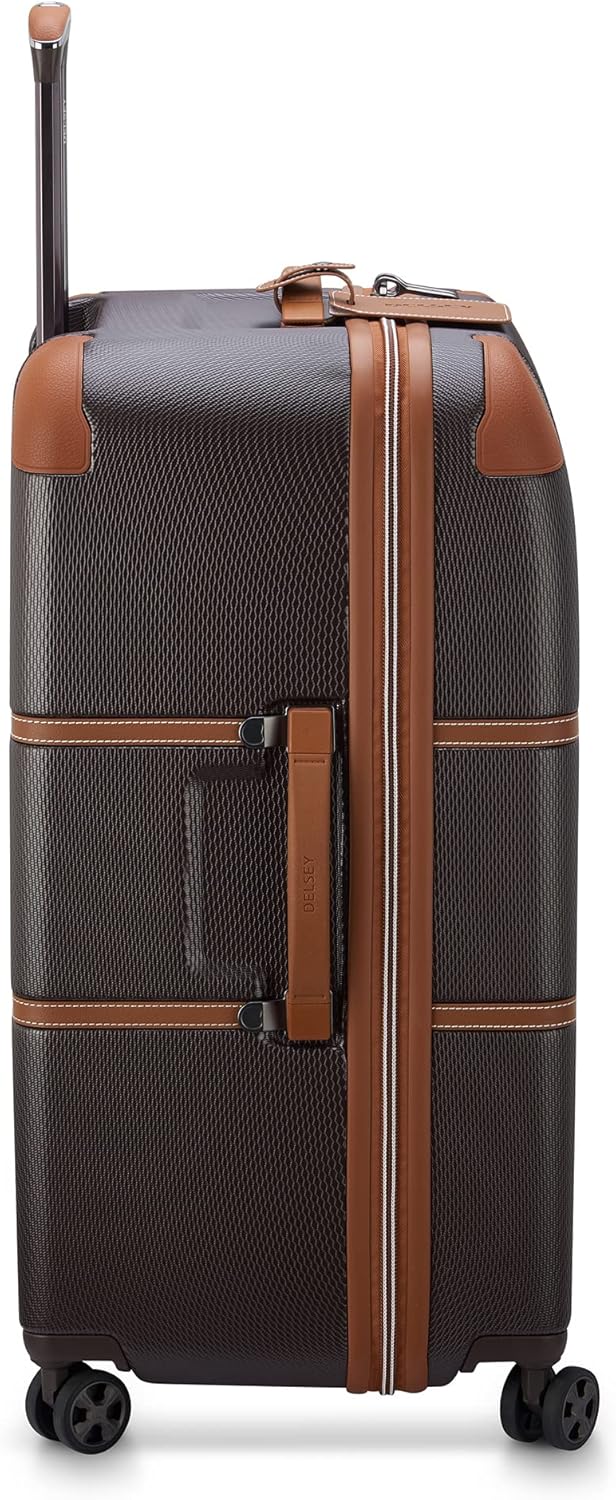 DELSEY PARIS Chatelet Air 2.0 Hardside Luggage Trunk with Spinner Wheels, Chocolate Brown, Checked-26 Inch