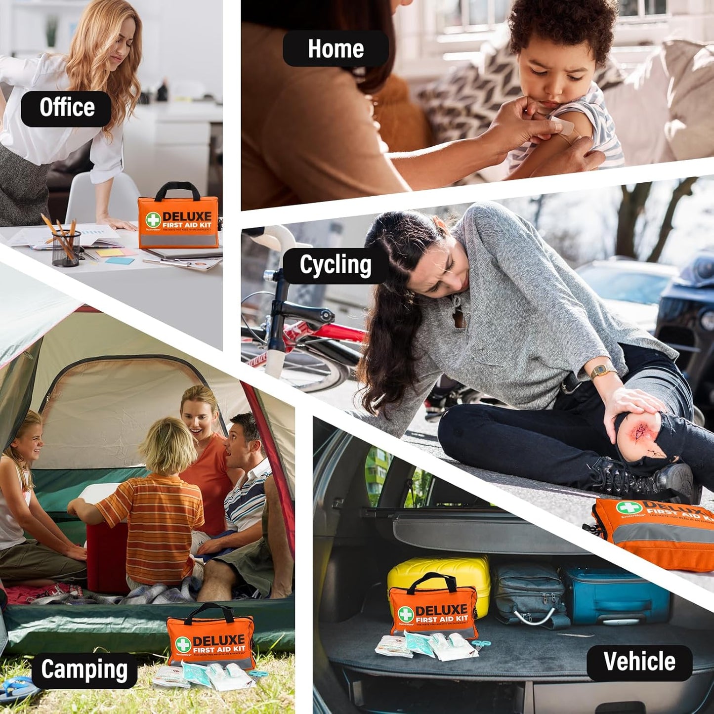 380 Pieces Deluxe First Aid Kit Compact Trauma Medical Kits with Assorted Bandages, Instant Cold Pack, Emergency Blanket for Home, Travel, Camping, Vehicle, Emergency Kits(Orange)