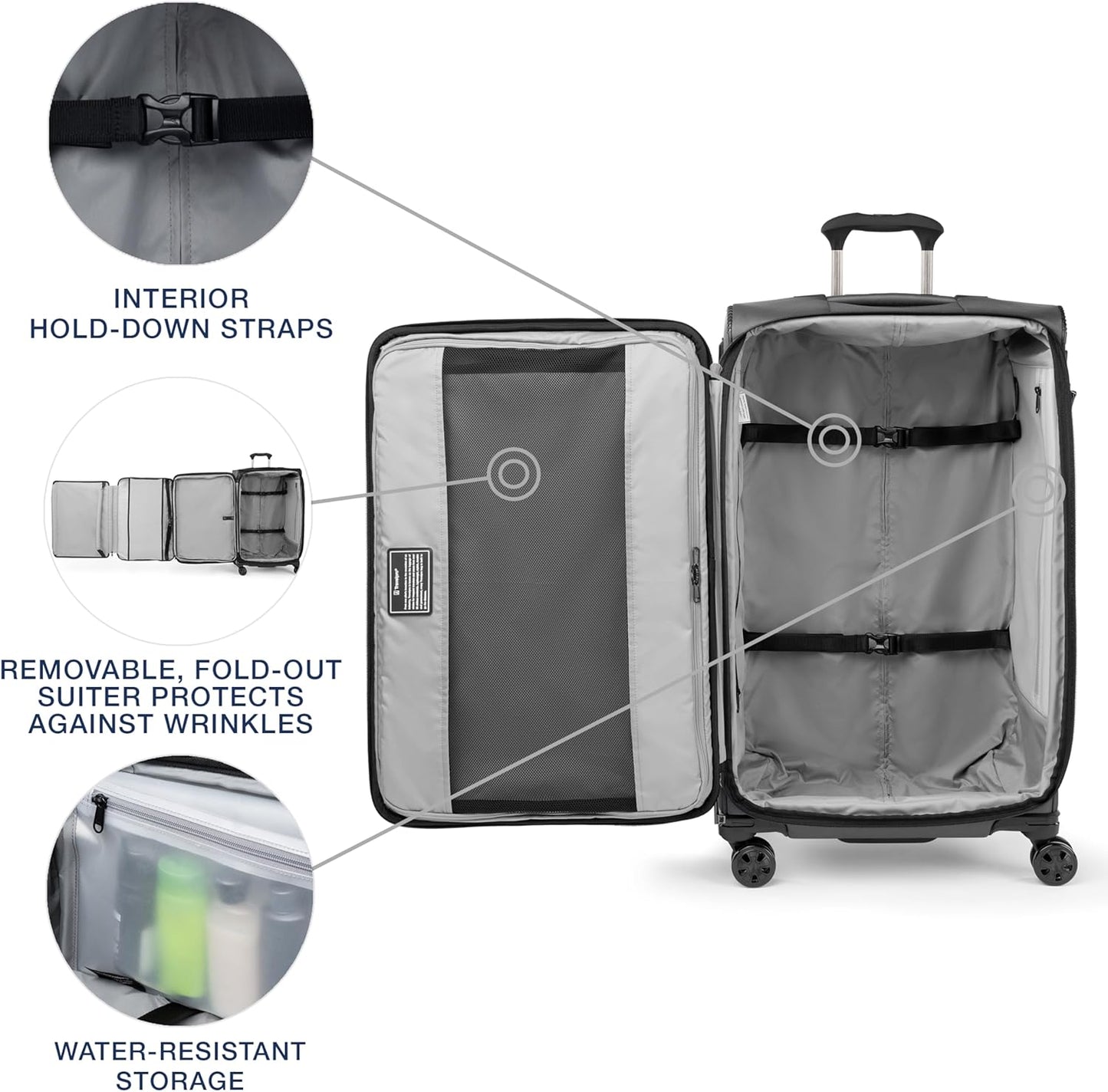 Travelpro Crew Classic Lightweight Softside Expandable Checked Luggage, 8 Wheel Spinner Suitcase, TSA Lock, Men and Women, Checked Large 29-Inch, Titanium Grey