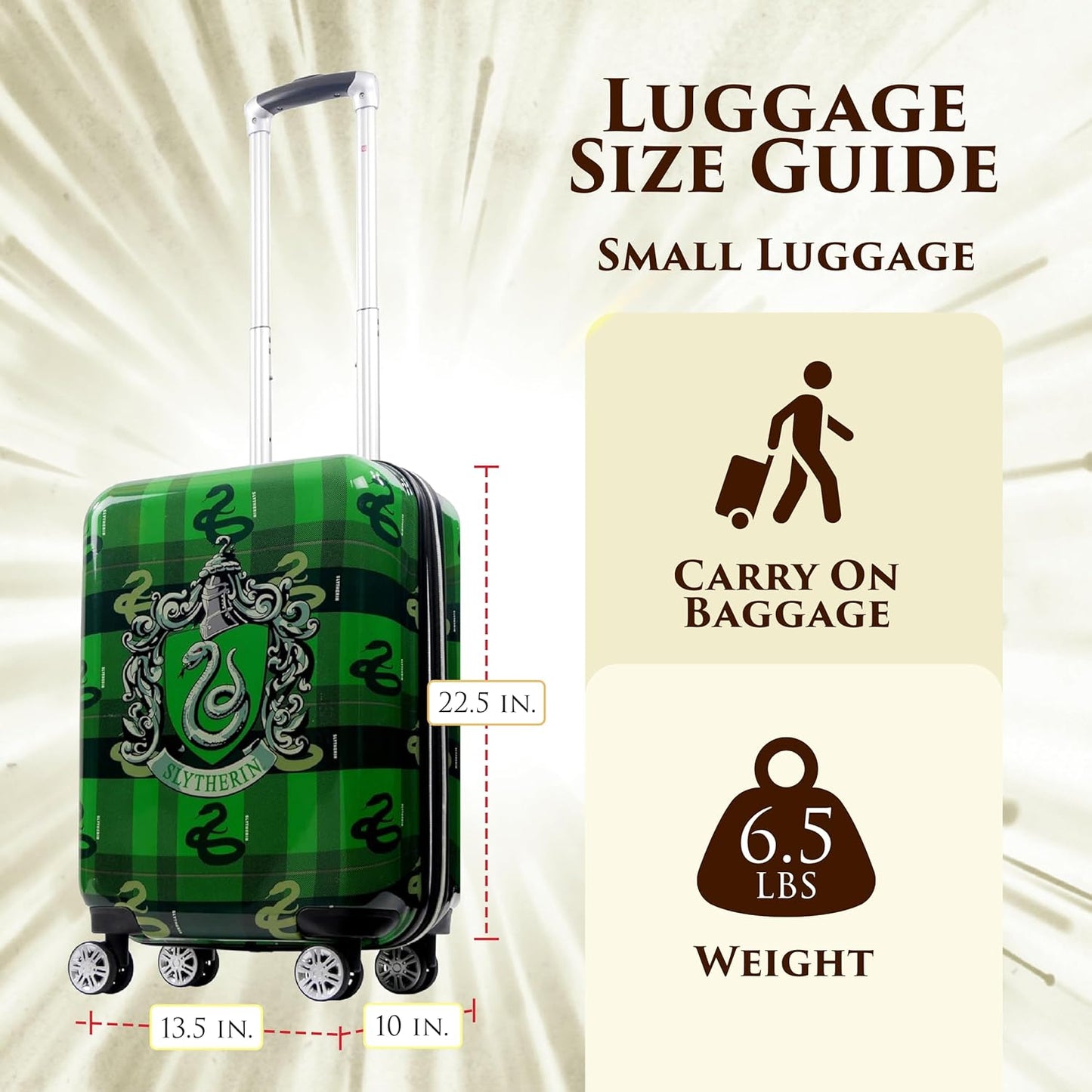FUL Harry Potter 22 Inch Carry On Luggage, Hardshell Rolling Suitcase with Spinner Wheels, Slytherin