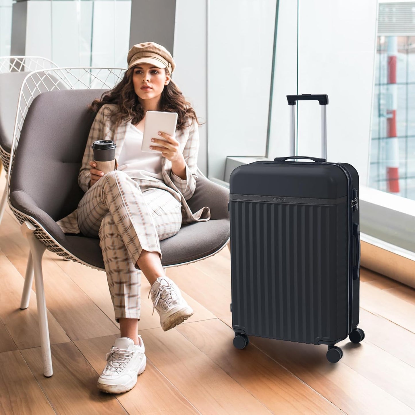 Merax Luggage Sets, Durable Hardshell 3 Piece Suitcase with Double Spinner Wheels and Handle Bags,Lightweight Carry on Luggage with TSA Lock,20+24+28 inches,Black