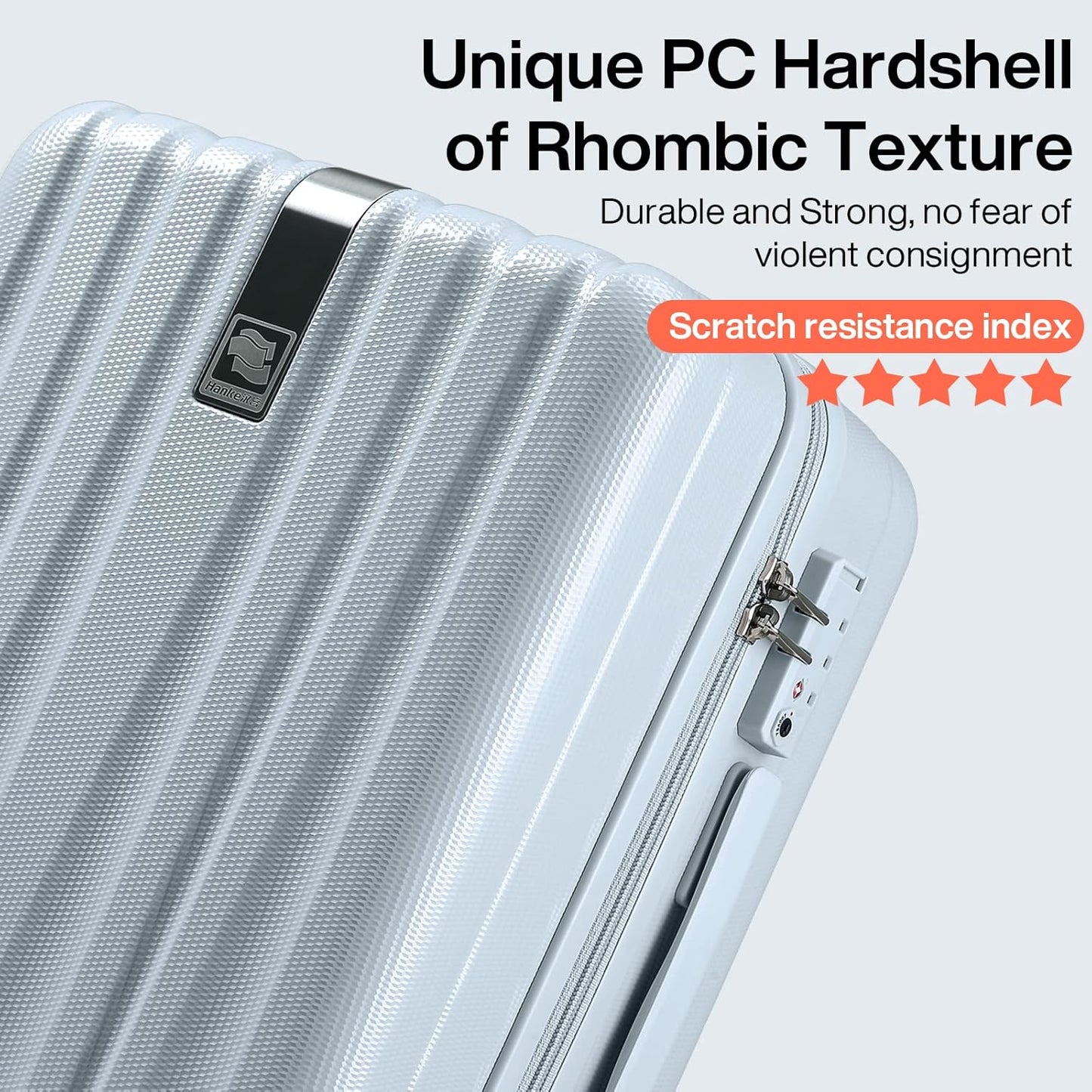 Hanke 24 Inch Luggage Suitcases With Spinner Wheels Lightweight PC Hard Shell Rolling Suitcase With Travel Lock,Checked-Medium 24-Inch(Gray)