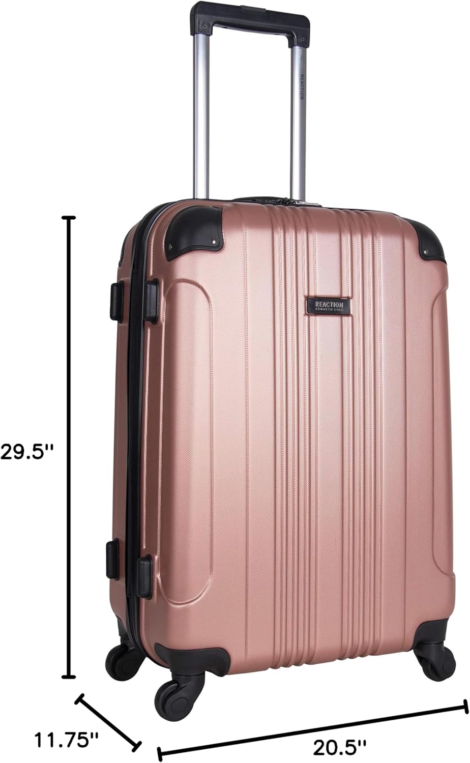 Kenneth Cole REACTION Out of Bounds Lightweight Hardshell 4-Wheel Spinner Luggage, Rose Gold, 28-Inch Checked