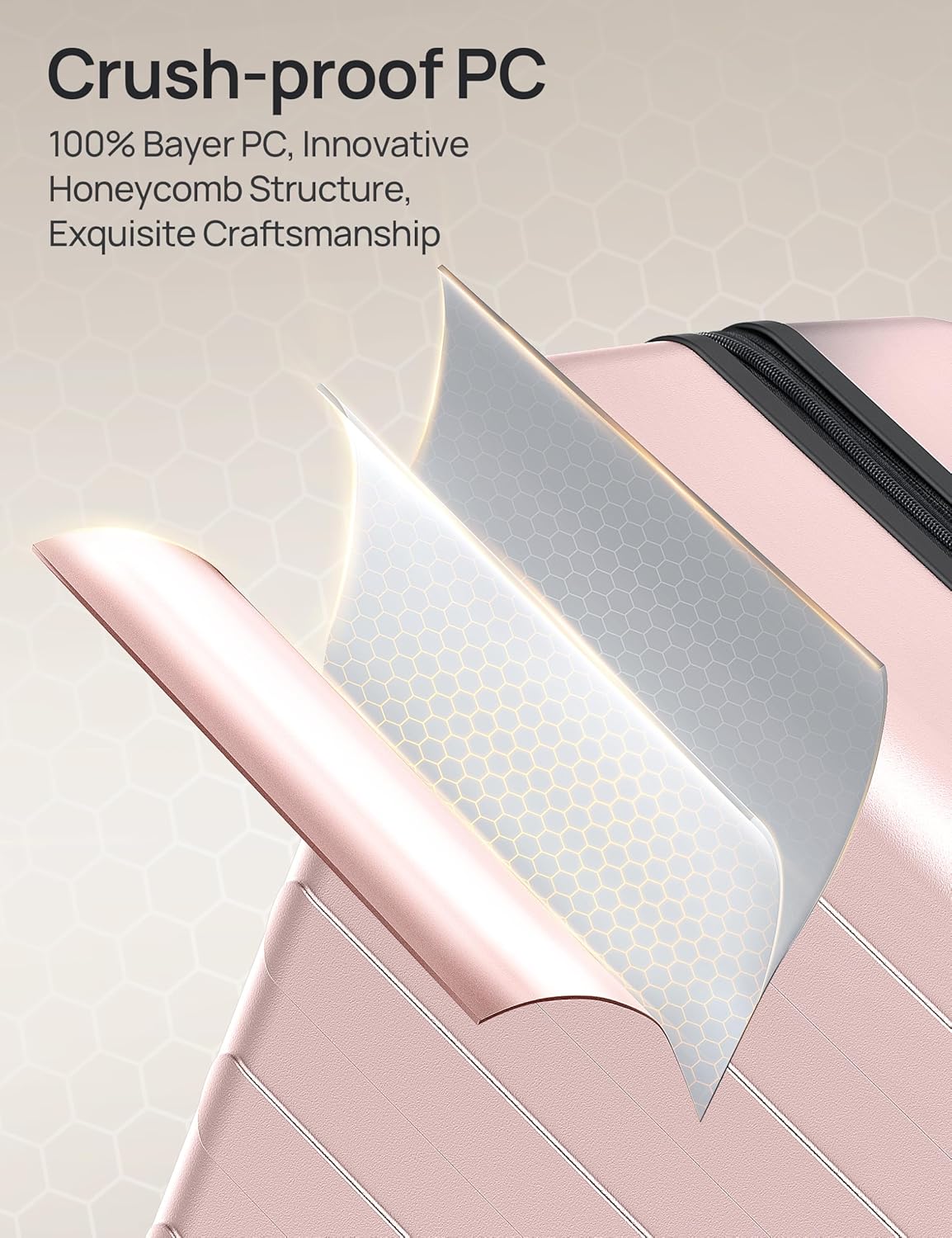 NINETYGO Luggage Sets 2 Piece, Carry On Luggage Airline Approved, Large Checked Luggage with Smooth Spinner Wheels, Expandable, Hard Shell PC Suitcase Sets, TSA Approved, 20in/28in (Pink, Rhine Max)