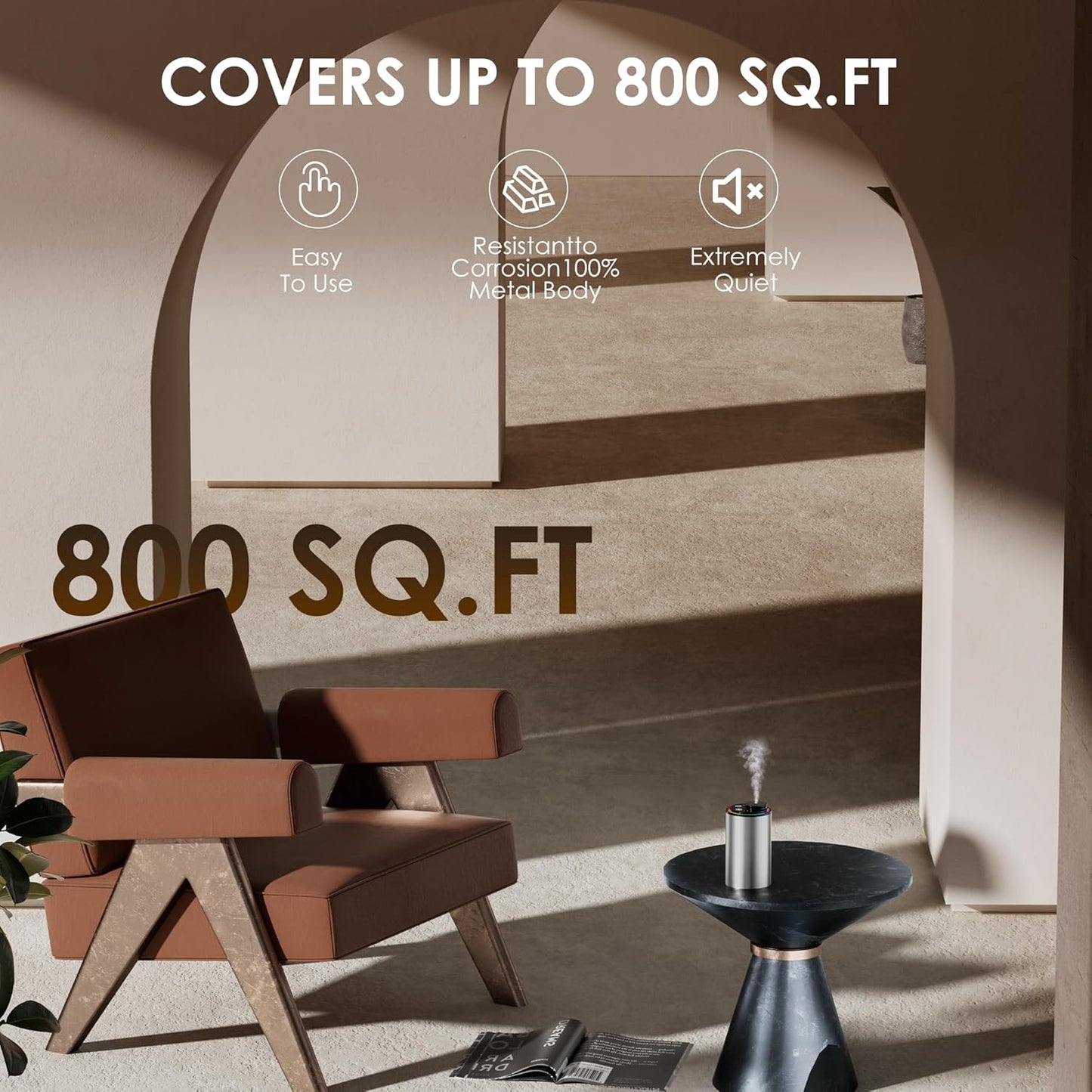 Waterless Essential Oil Diffuser,Diffuser, Portable Aromatherapy Diffuser,3 Countdown Timers & 3 Mist Levels for Home, Room, Car, Office (Silver)