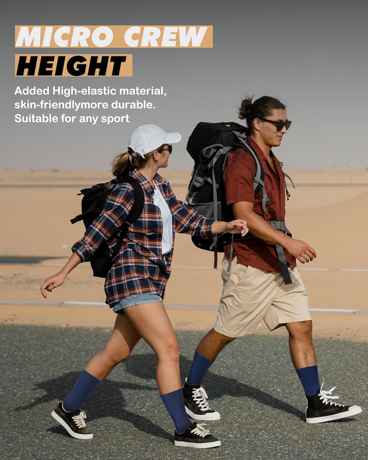 PAPLUS 3 Pairs Running Compression Socks for Men & Women, Atheltic Crew Socks with Cushion, Arch Support for Hiking, Cycling