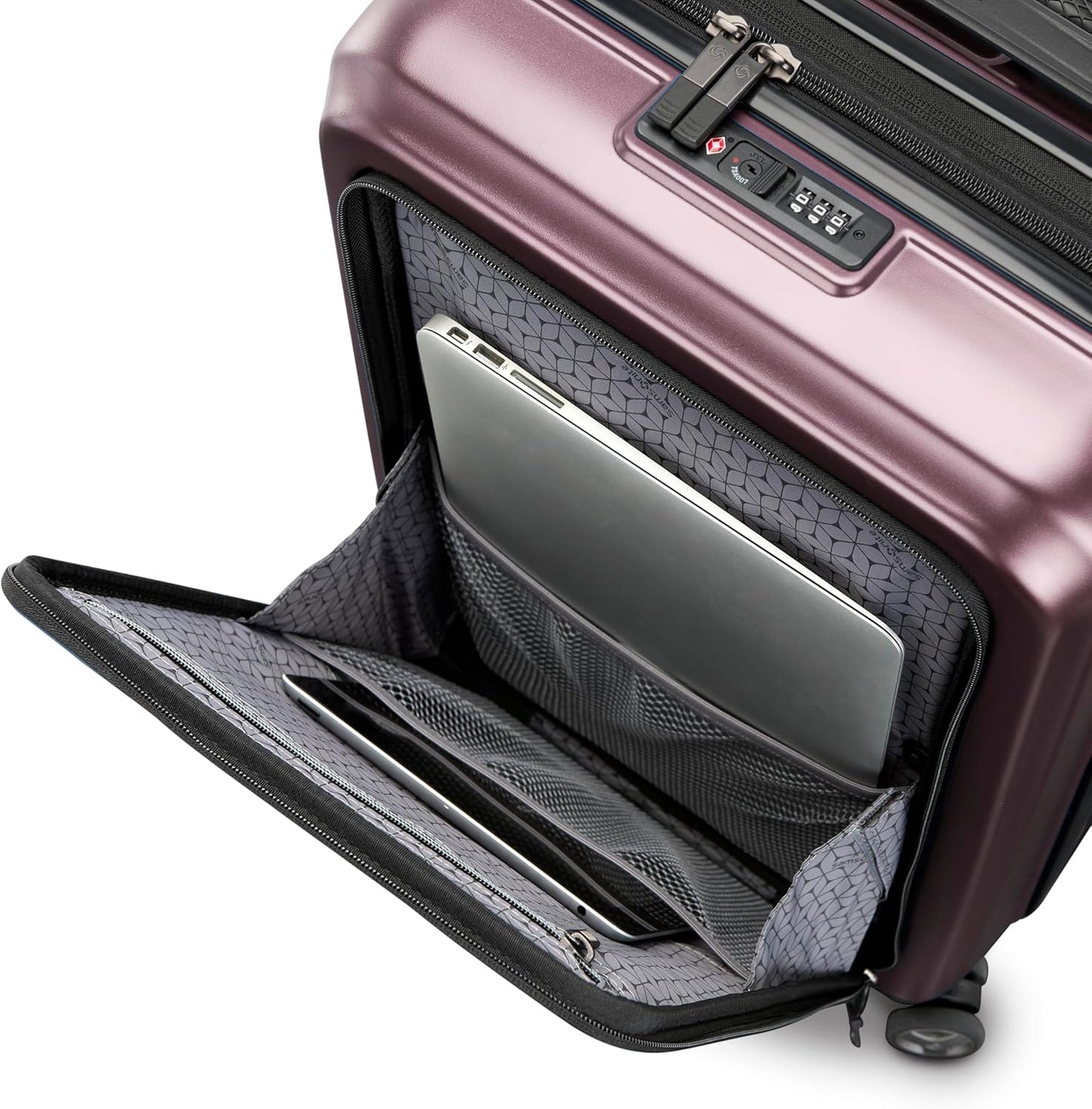 Samsonite 2 Piece Luggage Set with 21/28” Hardside Lightweight Octiv (Carry-On Pro with Front Pocket & Large Checked) Expandable, Four Spinner Wheels, Adjustable Handle, TSA Approved Lock - Purple