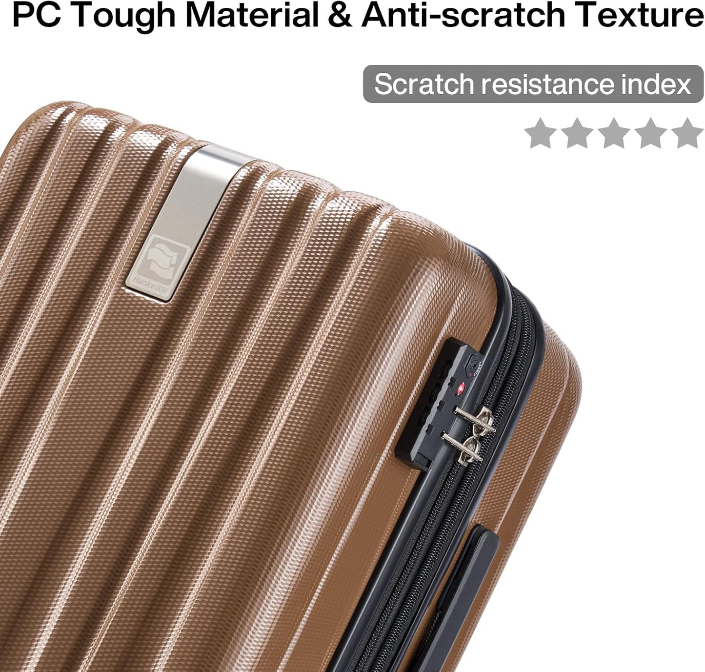 Hanke 14 Inch Underseat Carry On Luggage with Wheels Hard Shell Suitcases Lightweight Small Luggage for Weekender Mini Suitcase Carry On Bag Travel Luggage for Travel Rolling Suitcase.(Brown)