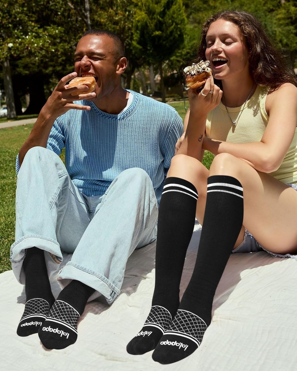 Cotton Compression Socks for Women Men - 2 Pairs 20-30mmHg Circulation Grid Arch Support Socks, Breathable