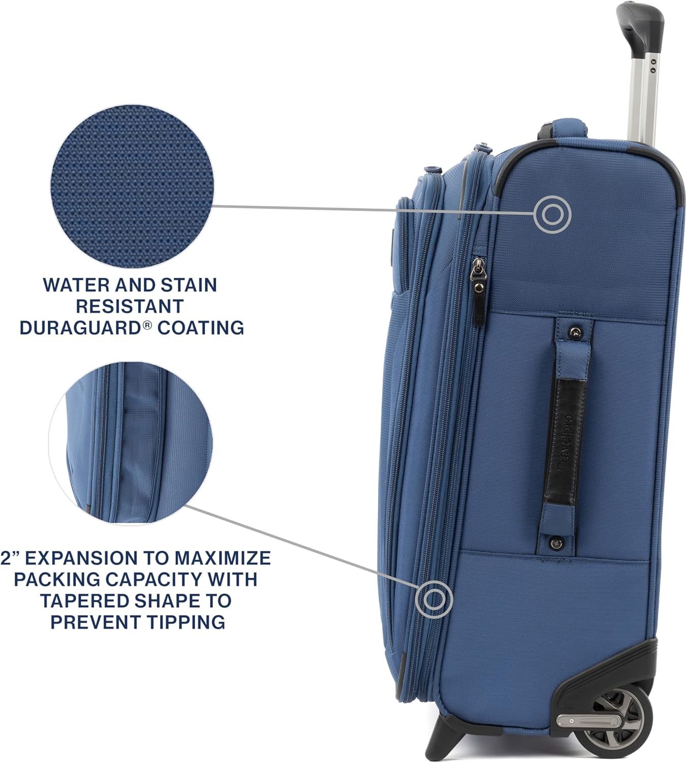 Travelpro Tourlite Softside 22" Expandable Carry-On Rollaboard (2-Wheel) Lightweight Luggage, Blue Suitcase
