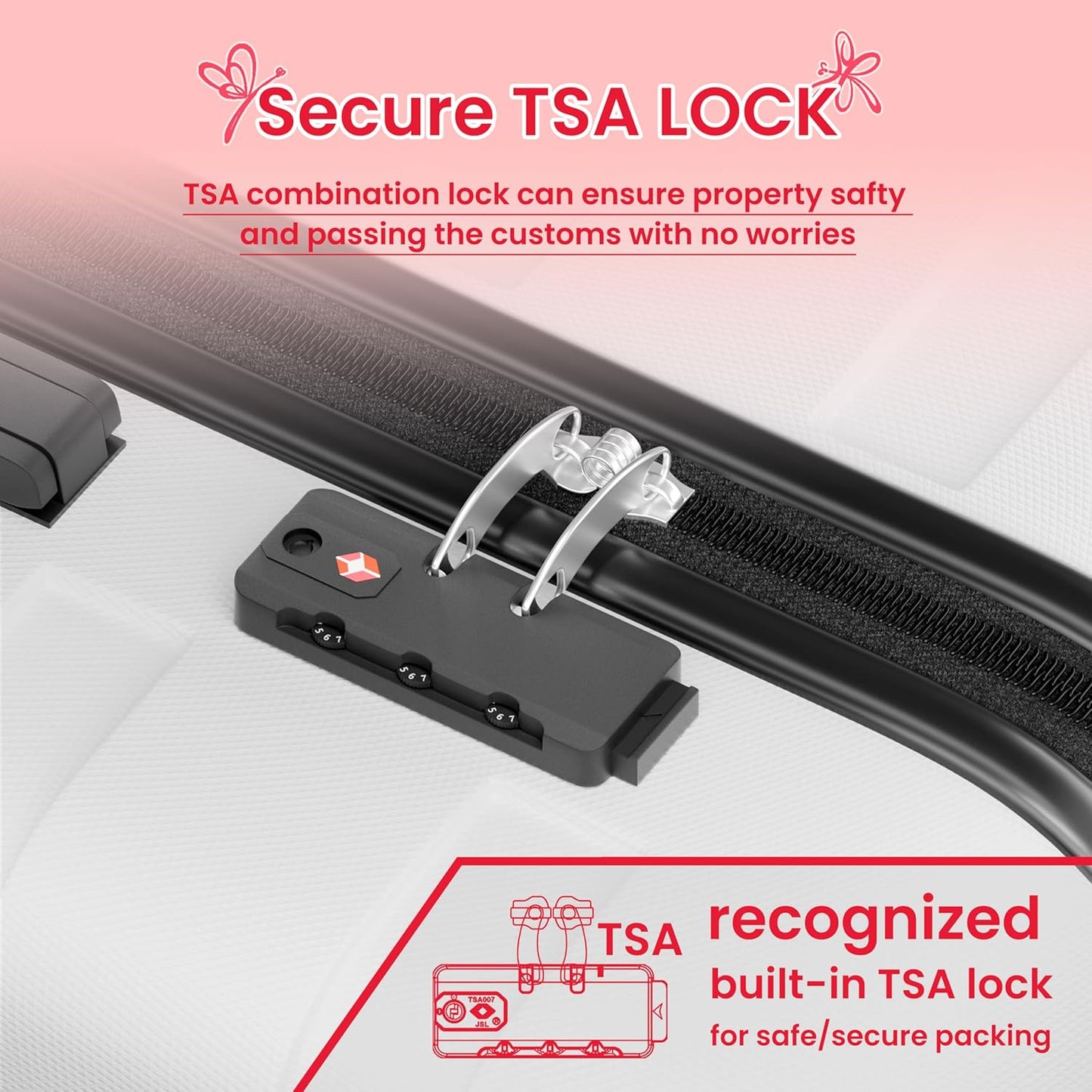 AnyZip Luggage Sets 3 Piece Hardshell Suitcase Set PC ABS Lightweight Travel Suitcases with 4 Double Spinner Wheels TSA Lock 20 24 28 Inch White