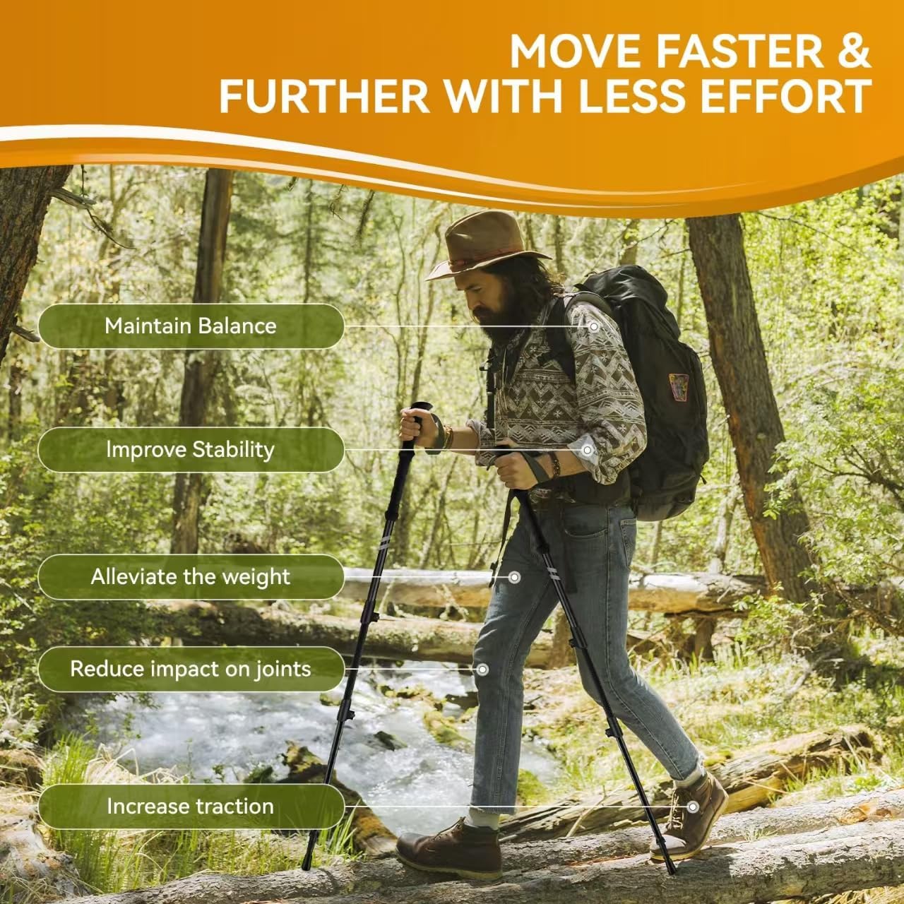 Collapsible Hiking Poles, Lightweight Aluminum Adjustable Walking Poles,Carbon Fiber Trekking Poles with Flip Lock and EVA Grips Suitable for All Kinds of Travel