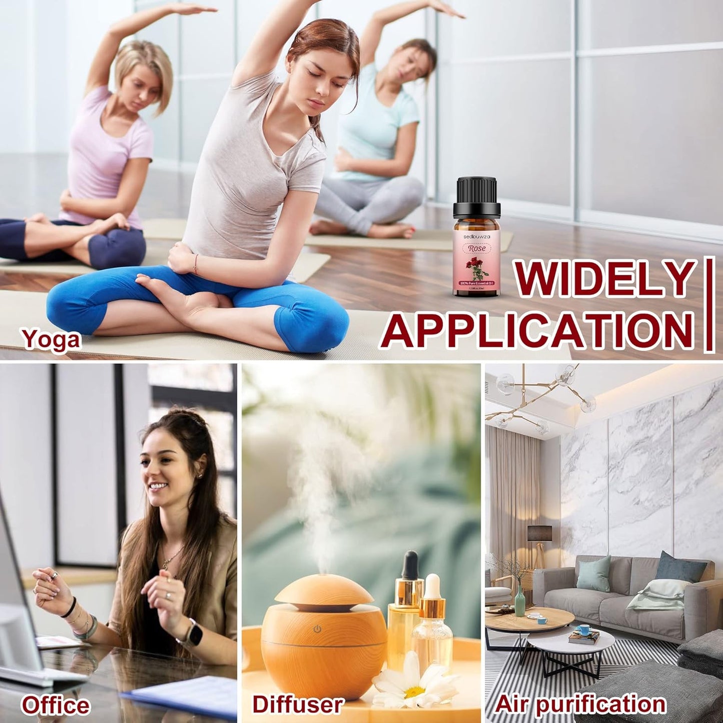 Sedbuwza Rose Essential Oil, 100% Pure Organic Rose Fragrance Oil for Diffuser, Humidifier, Soap, Candle, Perfume - 10ml