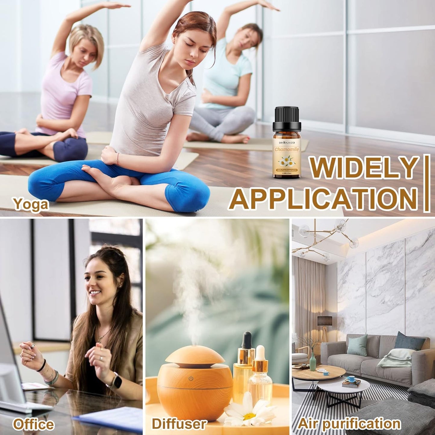 Sedbuwza Chamomile Essential Oil, Pure Organic Chamomile Fragrance Oil for Diffuser, Humidifier, Soap, Candle, Perfume