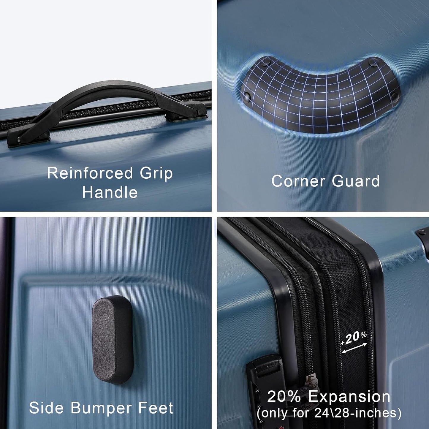 Merax Luggage Set 6 Piece Expandable Lightweight ABS Hardshell Travel Suitcases with Wheels, Corner Guards (Blue, 6 piece set)