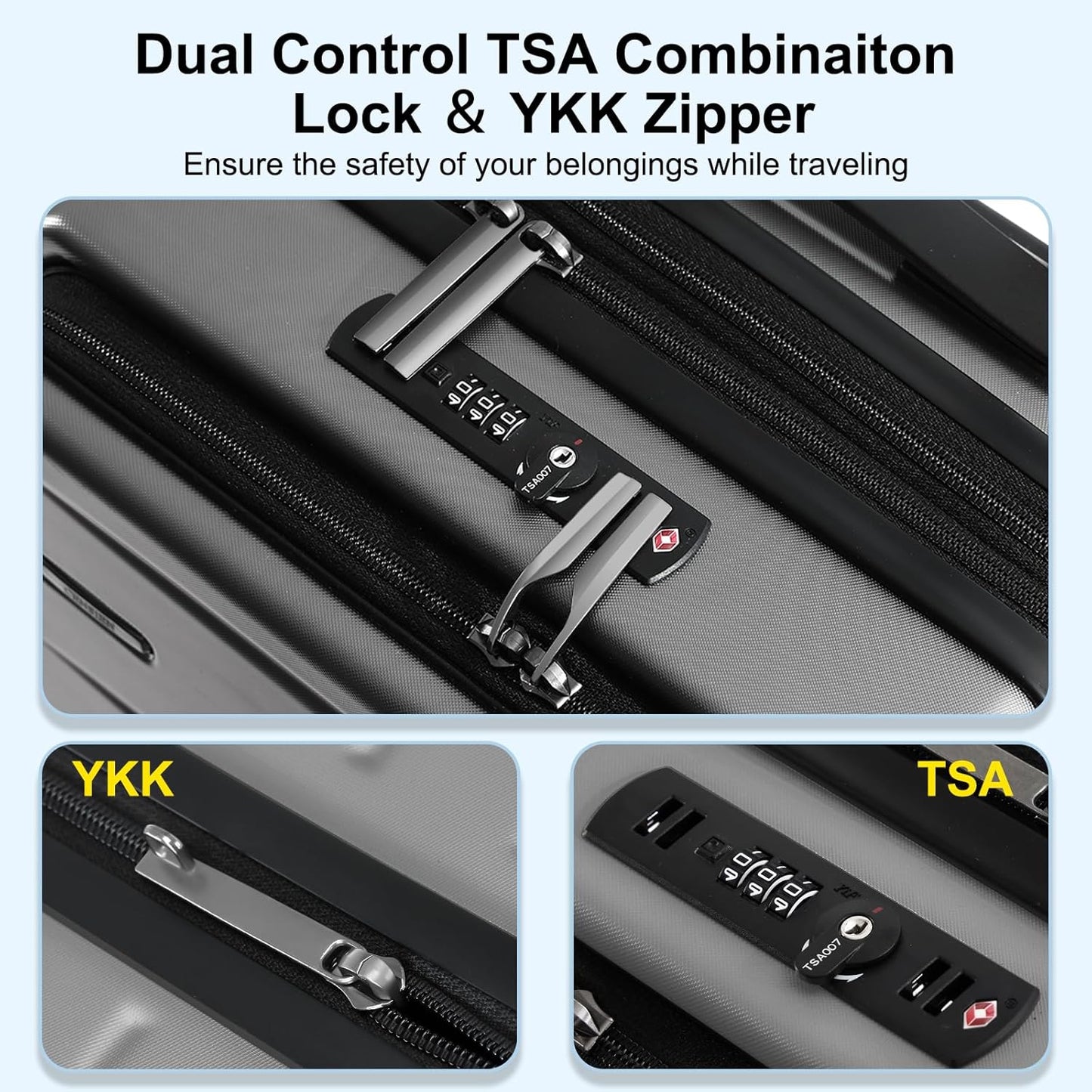 Expandable Carry On Luggage Airline Approved, 20 Inch Lightweight ABS+PC Hard Shell Suitcases with Front Pocket, Spinner Wheels, TSA Lock (Dark Gray, 1PC)