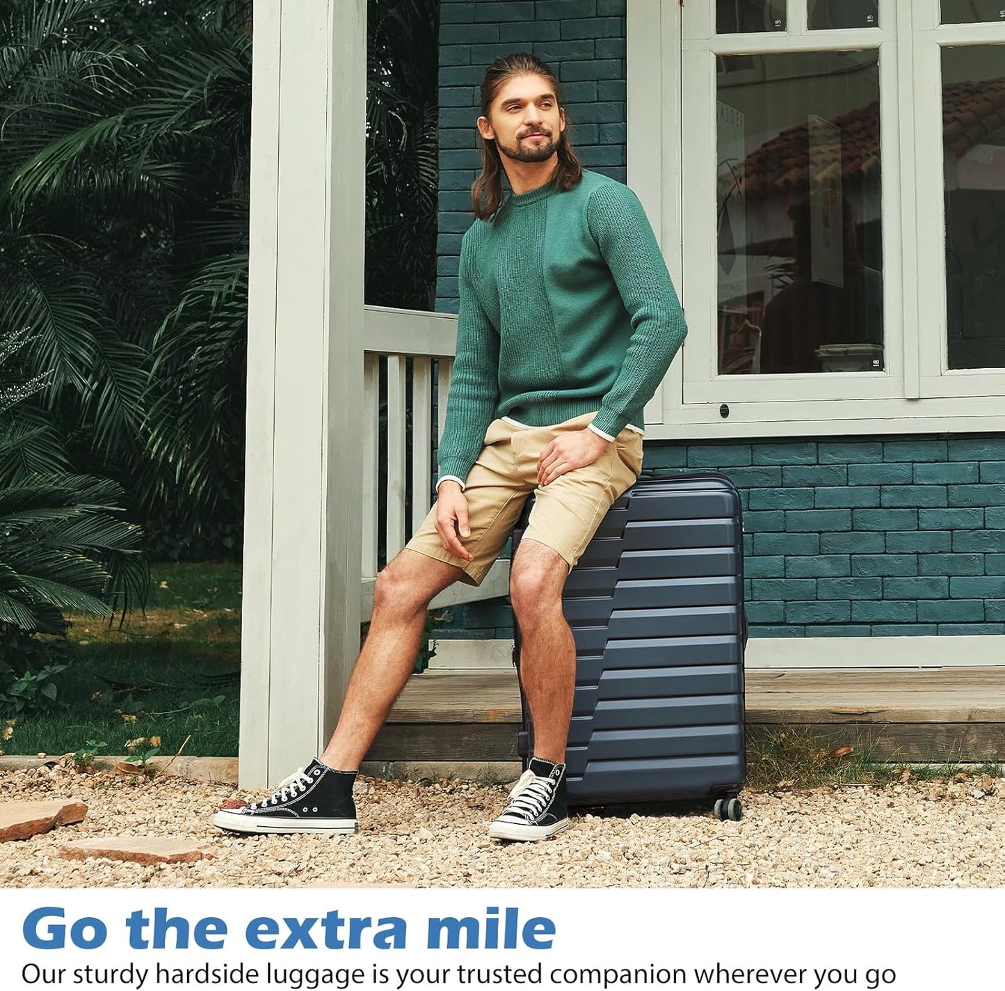 Coolife Larage Luaggage Hardside Expandable Suitcase with Spinner Wheels Checked 28-Inch(Teal Blue)