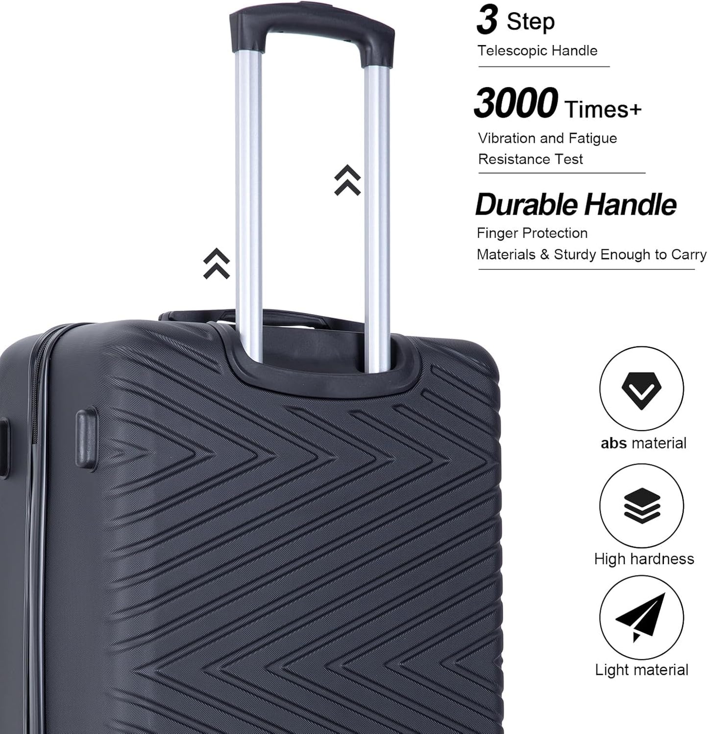 4-Piece Hardside Luggage Set with TSA Lock, Lightweight ABS Suitcases With Spinner Wheel, 16/20/24/28 inch, Black