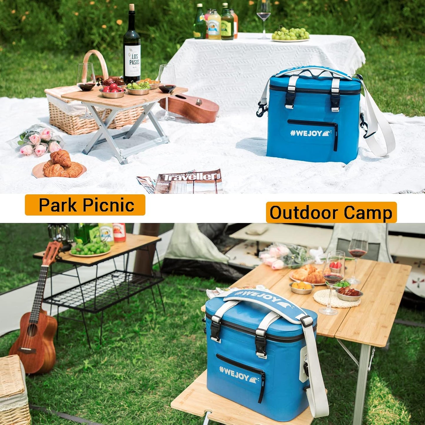 #WEJOY Insulated Camping Cooler Bag,2 Days Ice Life, Portable Waterproof Camp Coolers Lunch Bag with Leakproof Zipper for Outdoor Beach, Picnic, Hiking, Fishing, Traveling,BBQ