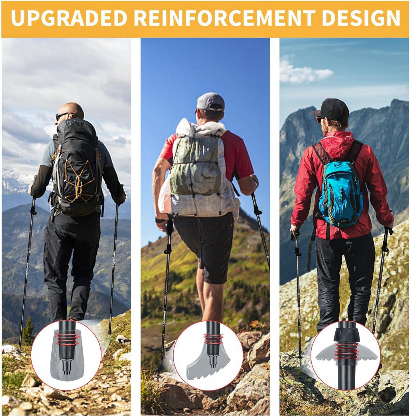 Covacure Hiking Poles Collapsible Trekking Poles - Aluminum Alloy 7075 Walking Sticks for Hiking with Telescopic & Foldable Tri-fold Design Hiking Gear for Women Men, Hiking, Camping, Climbing