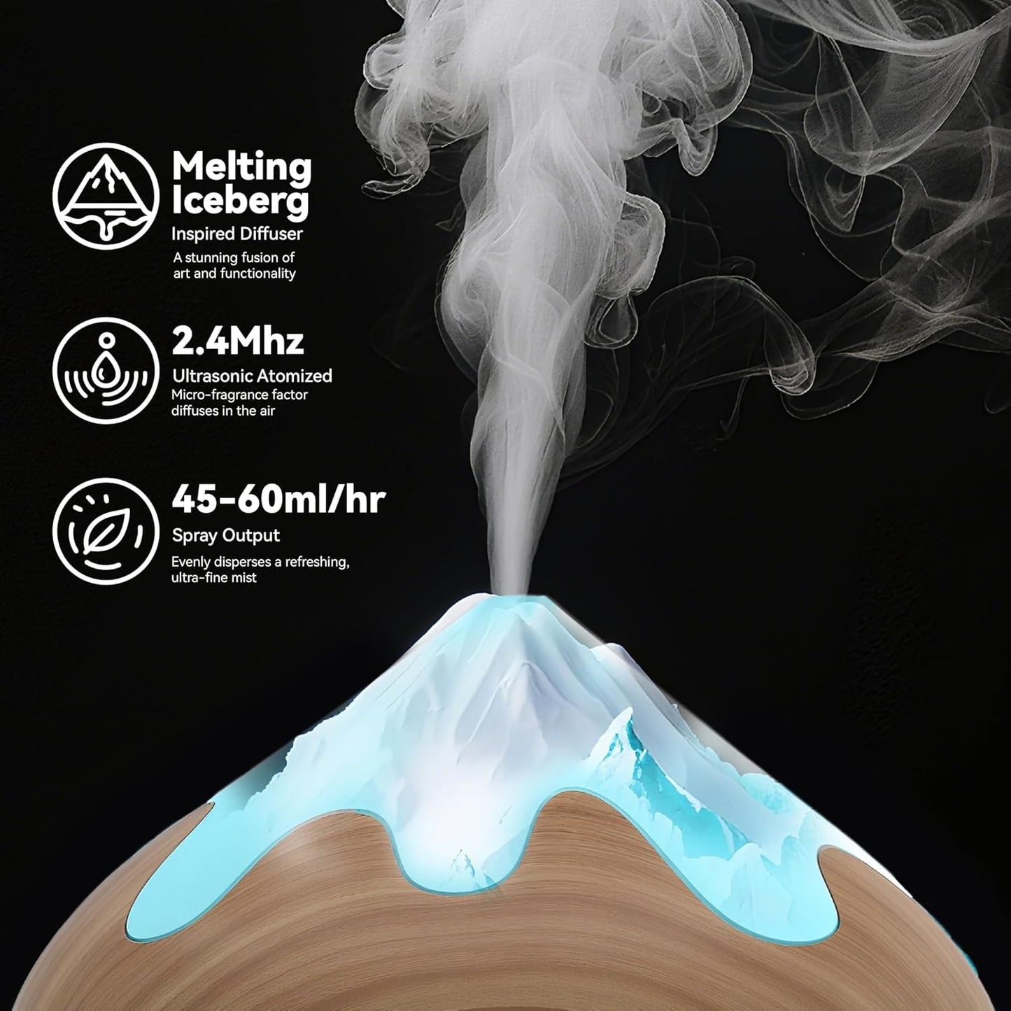 Essential Oil Diffuser for Home 500ML, Ultrasonic Large Diffuser Oil Machine with Remote Control, Aromatherapy Diffusers for Home Office Room, Aroma Diffuser with 14 Color LED & 2 Mist Mode, Brown