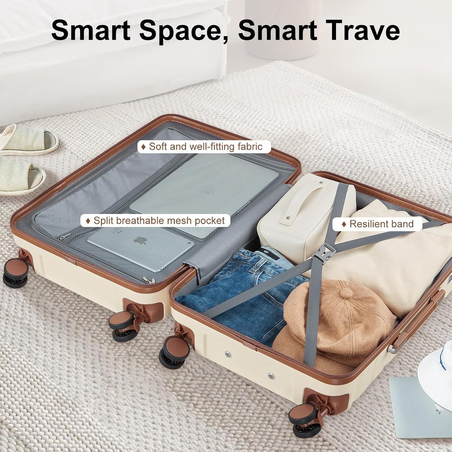 Carry On Luggage 3 Piece Lightweight Travel Luggage Set,22x14x9 Airline Approved,YKK Zippers Expandable Hard Shell Suitcase with Spinner Wheels TSA Lock (Navy, 3 Piece Sets (20/DB/TB))