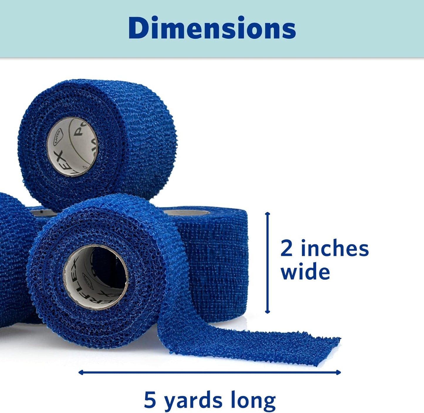 PowerFlex – Self-Adhering Sports Wrap for Injury Prevention & Post-Injury Stability – Medical-Grade, Sweat & Water Resistant First Aid Wrap for Athletes - Blue, 2 inch, 6 Rolls