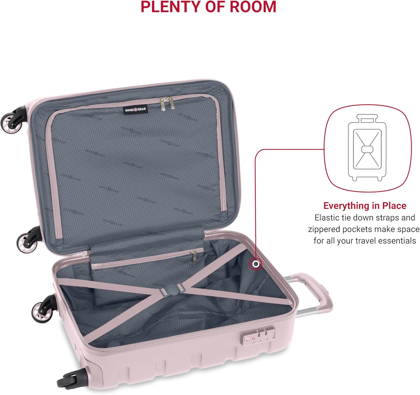 SwissGear 7366 Hardside Expandable Luggage with Spinner Wheels, Pink, Carry-On 19-Inch