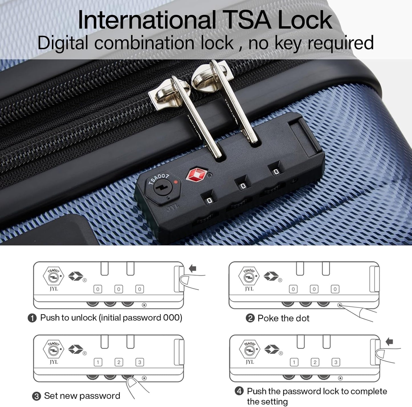 Hanke Expandable Hardshell Luggage Sets 3 piece Carry On Luggage with Wheels Suitcases Lightweight Checked Travel Luggage Rolling Large Suitcase Travel Luggage Bag Woman Men 20/24/29 Inch(Dark Blue)