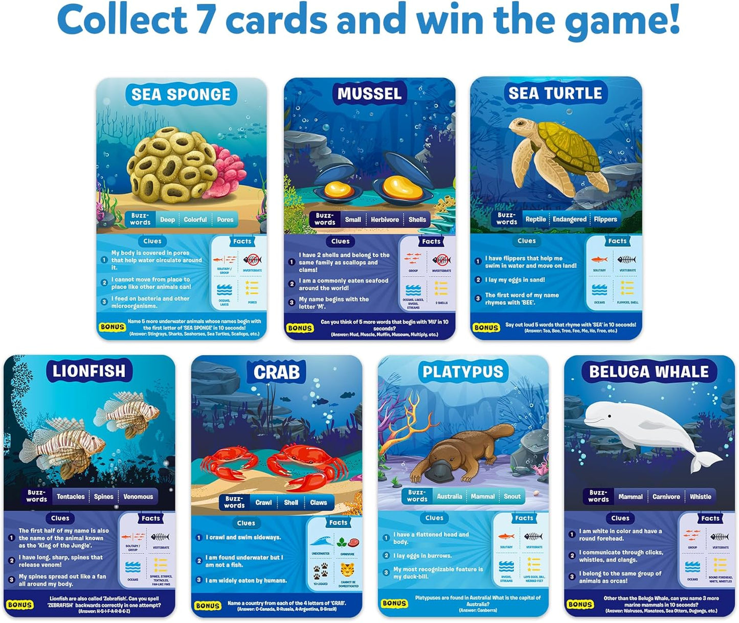 Skillmatics Guess in 10 Underwater Animals, Perfect for Boys, Girls, Kids, and Families Who Love Card Games, Toys, Board Games, Gifts for Ages 8, 9, 10 and Up