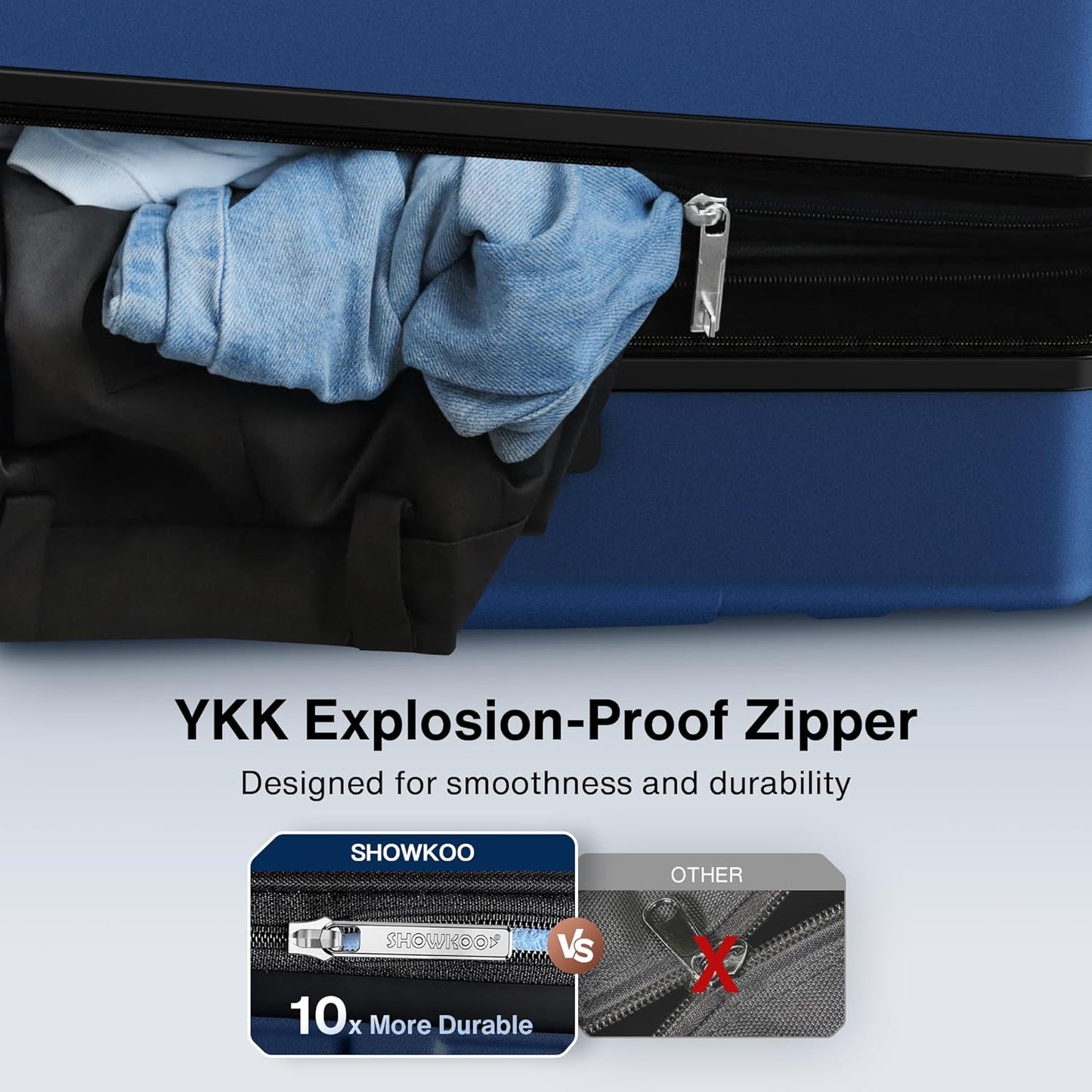 SHOWKOO Luggage Sets 2 Piece 20/28 Inch Hardside Expandable Lightweight PC Suitcase Sets with Double Spinner Wheels TSA Lock, Sea Blue