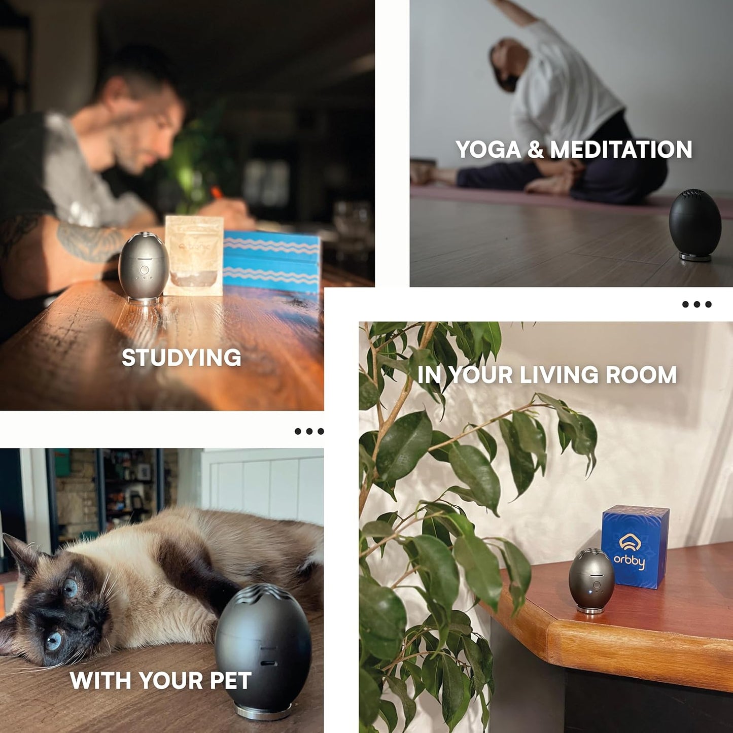 Orbby Scent Diffuser Starter Kit | Small Portable Desk Diffuser for Office: Electric Incense Burner, Rechargeable Cordless Pet Safe, Odor Eliminator â Flameless (Gold, Includes Pellets)