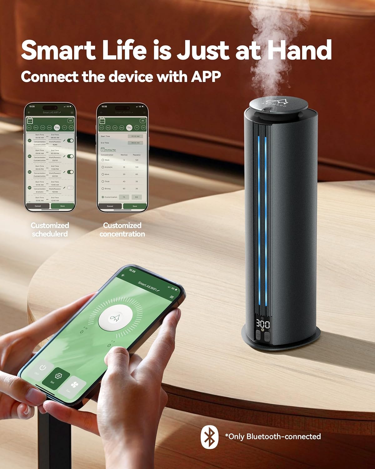 1800 Sq Ft Waterless Diffuser, 100ml Hotel Collection Diffuser Scent Air Machine for Home Cold Air Essential Oil Diffuser for Large Room Office Quiet (Titanium Gray)