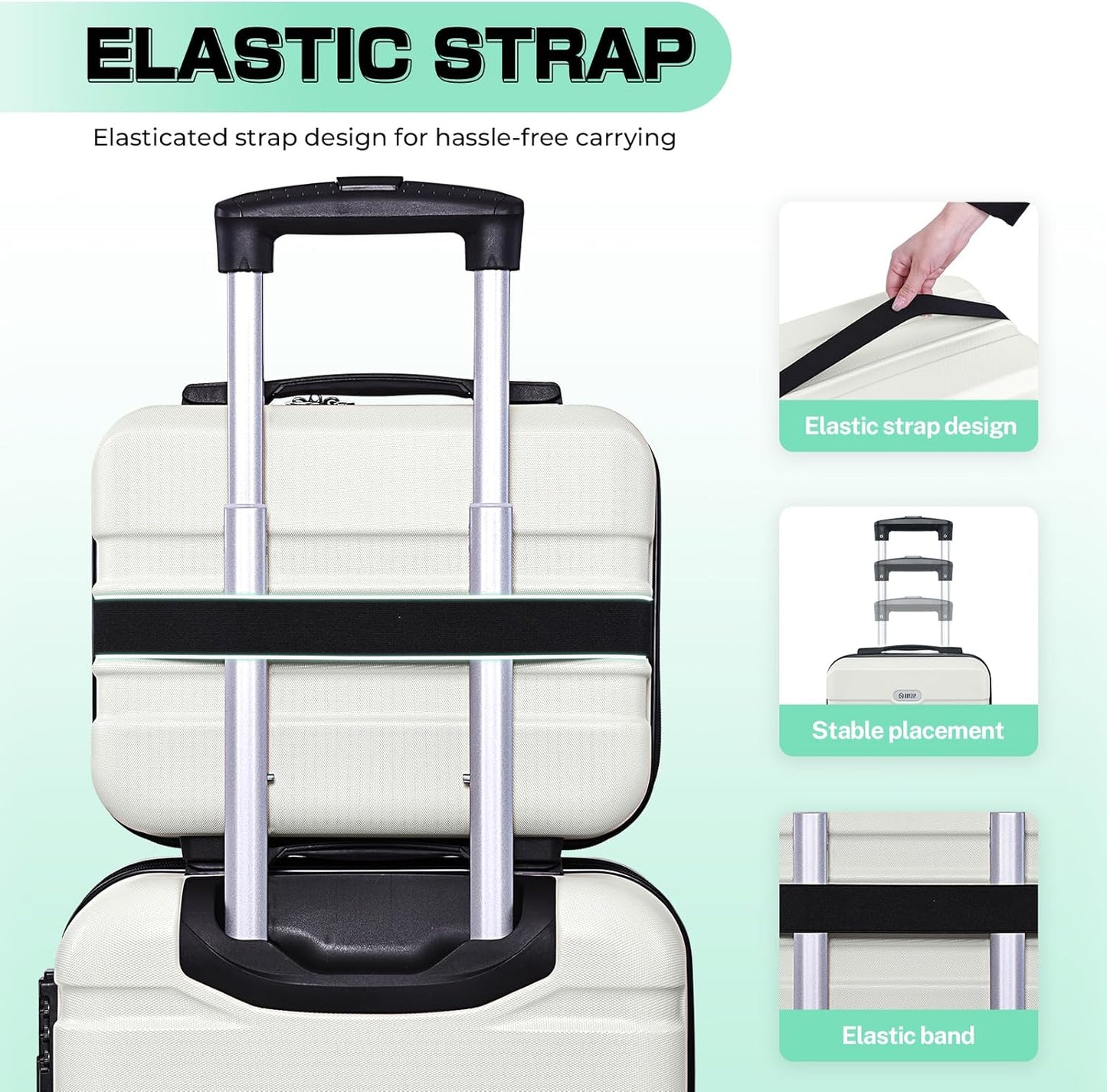 AnyZip Carry On Luggage 2PCS Luggage Set PC ABS Hardshell Lightweight Suitcase TSA Lock with 4 Spinner Wheels(14/20, White)