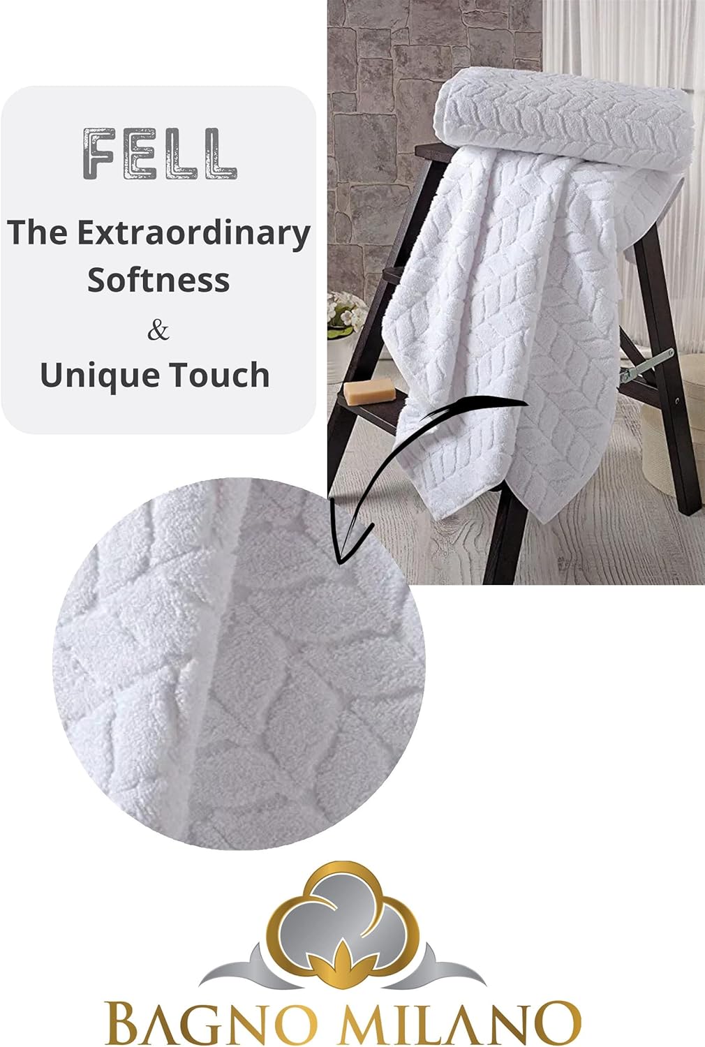 BAGNO MILANO Turkish Bath Towels, Soft Plush Jacquard Luxury Bath Towels, Quick Dry Towel Set (Petrol Blue, Bath Sheet)