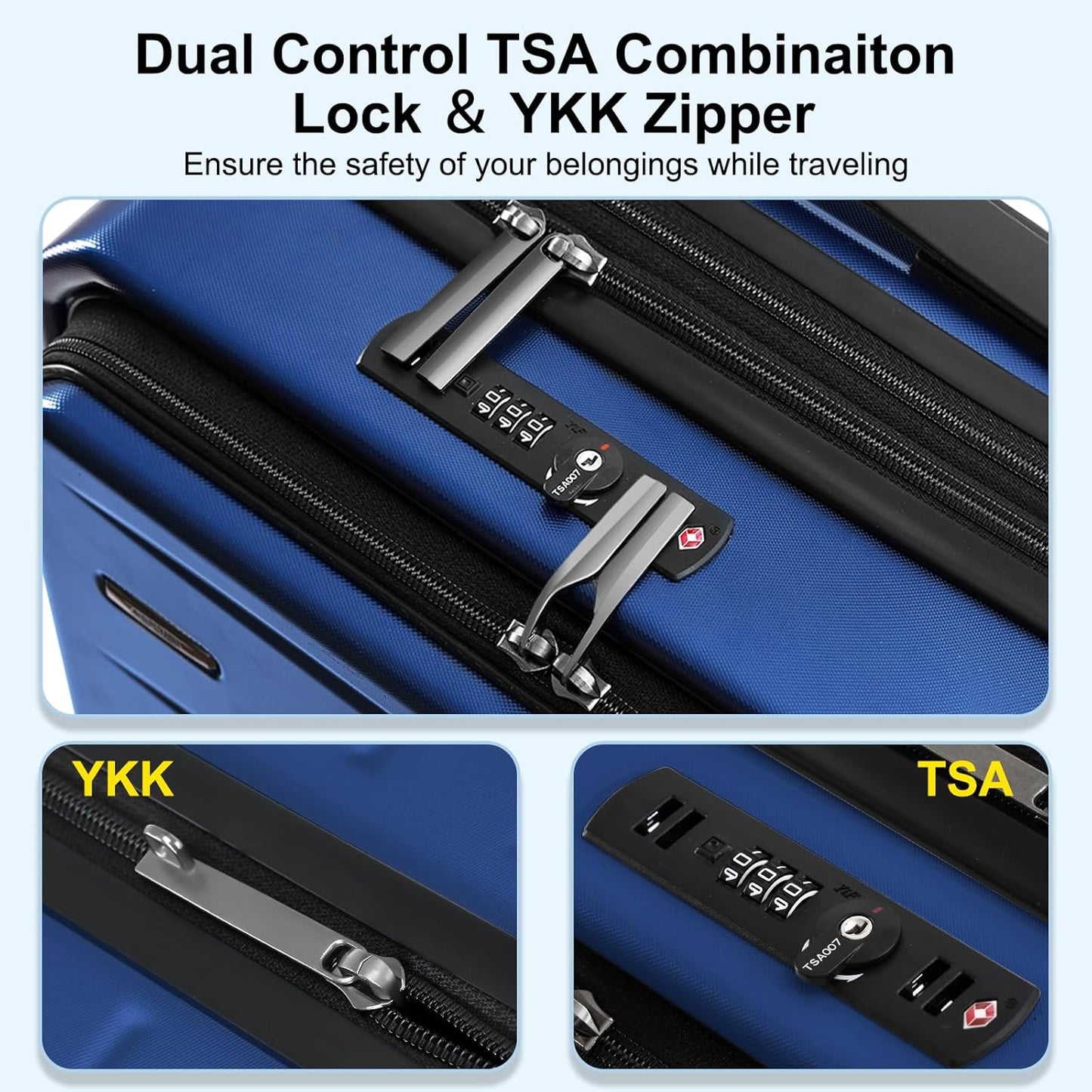 Expandable Carry On Luggage Airline Approved, 20 Inch Lightweight ABS+PC Hard Shell Suitcases with Front Pocket, Spinner Wheels, TSA Lock (Navy Blue, 1PC)