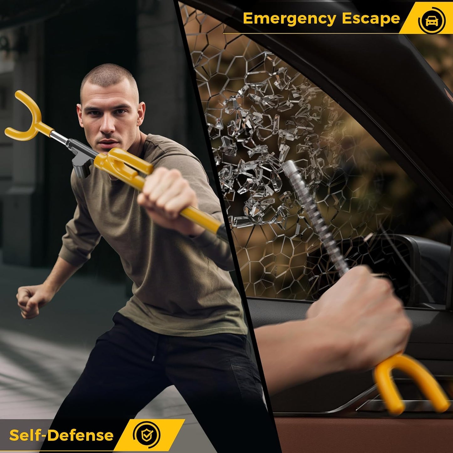 SURDOCA Upgraded Car Steering Wheel Lock Anti-Theft Device, Steering Wheel Locks for Car SUV, Easy Installation, Rubber Protection, Extendable Universal Security Device