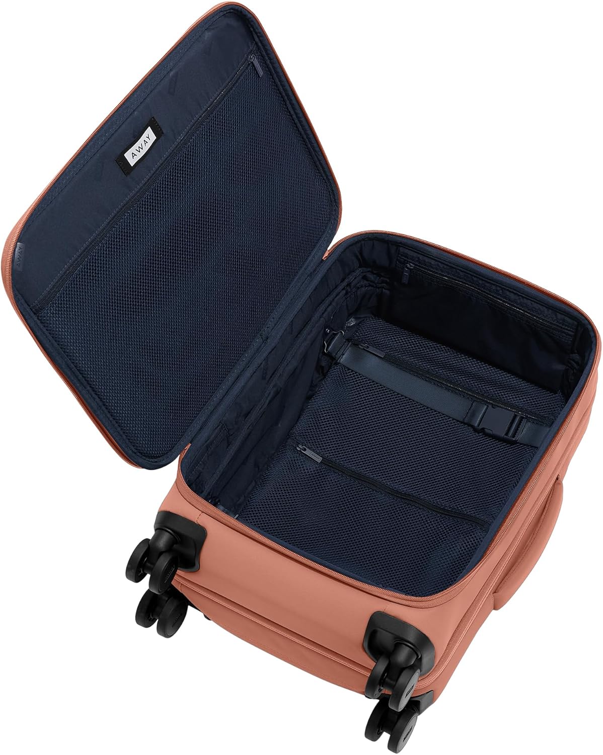 Away Softside Carry-On Suitcase, 22 Inch Lightweight, Expandable High-Strength Nylon Luggage With Spinner Wheels, Meets Requirements for Most Major Airlines, Clay Pink