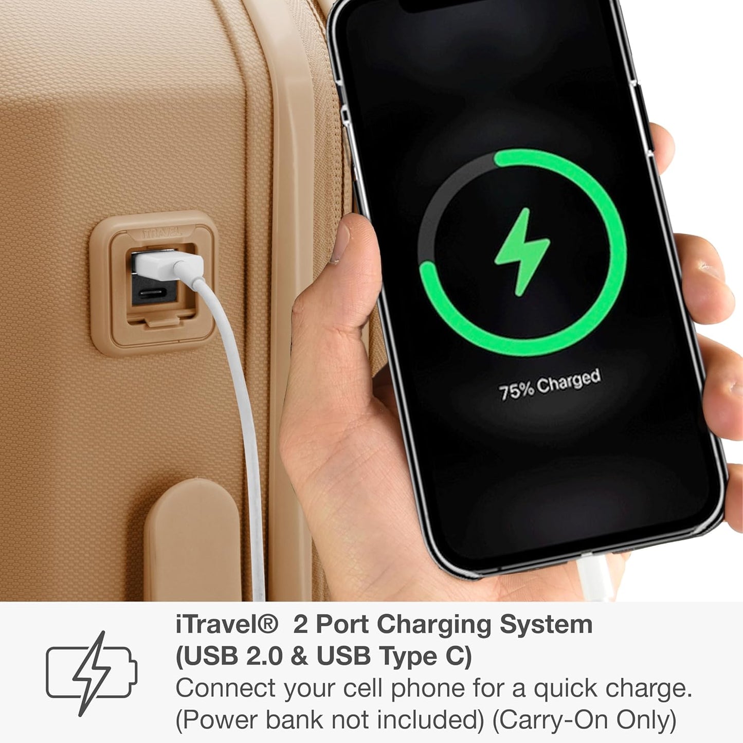 Traveler's Choice Pagosa Indestructible Hardshell Expandable Spinner Luggage, Latte Beige, 22-Inch Carry-on