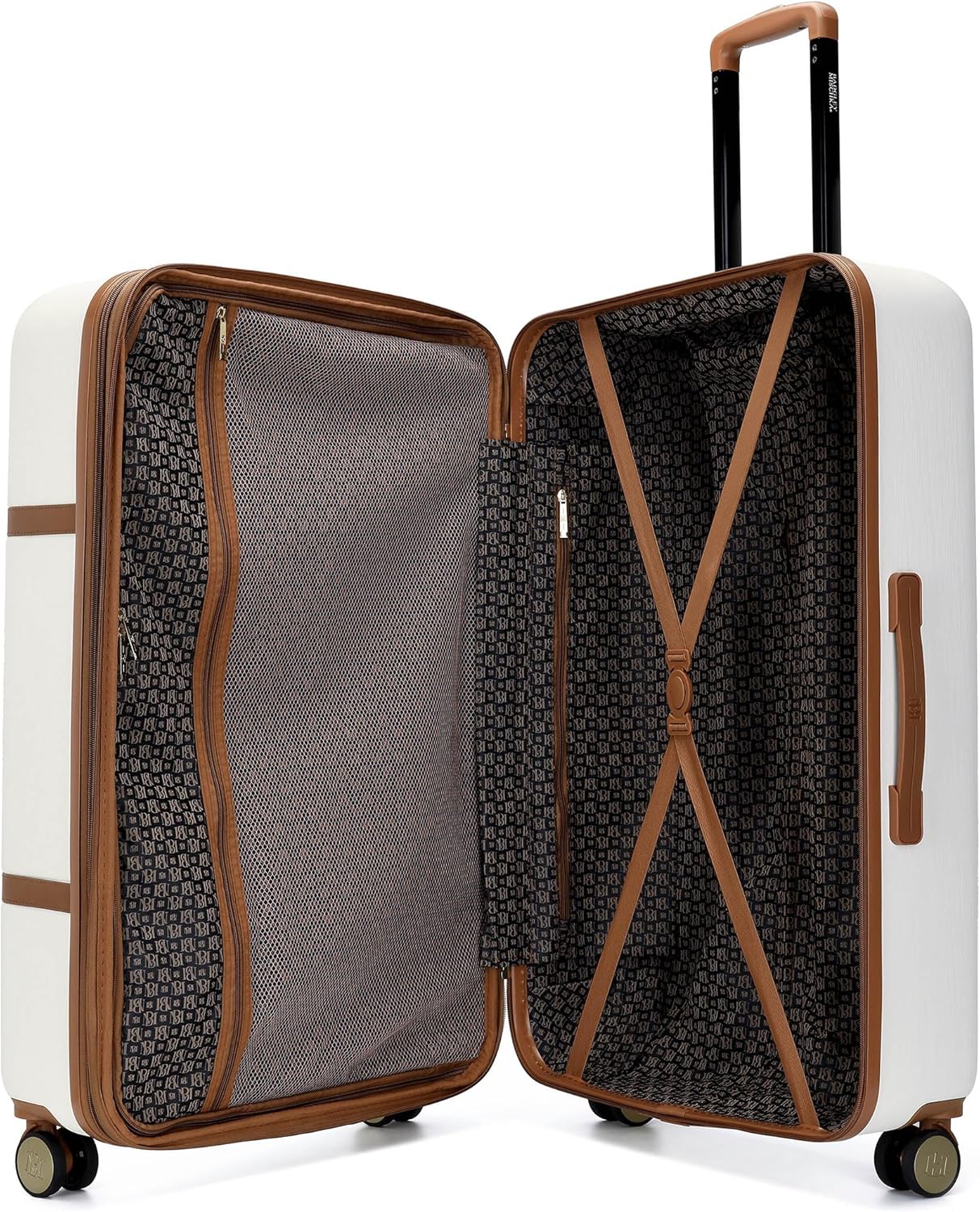 Badgley Mischka Grace 3 Piece Polycarbonate-ABS Expandable Retro Luggage Set (White)