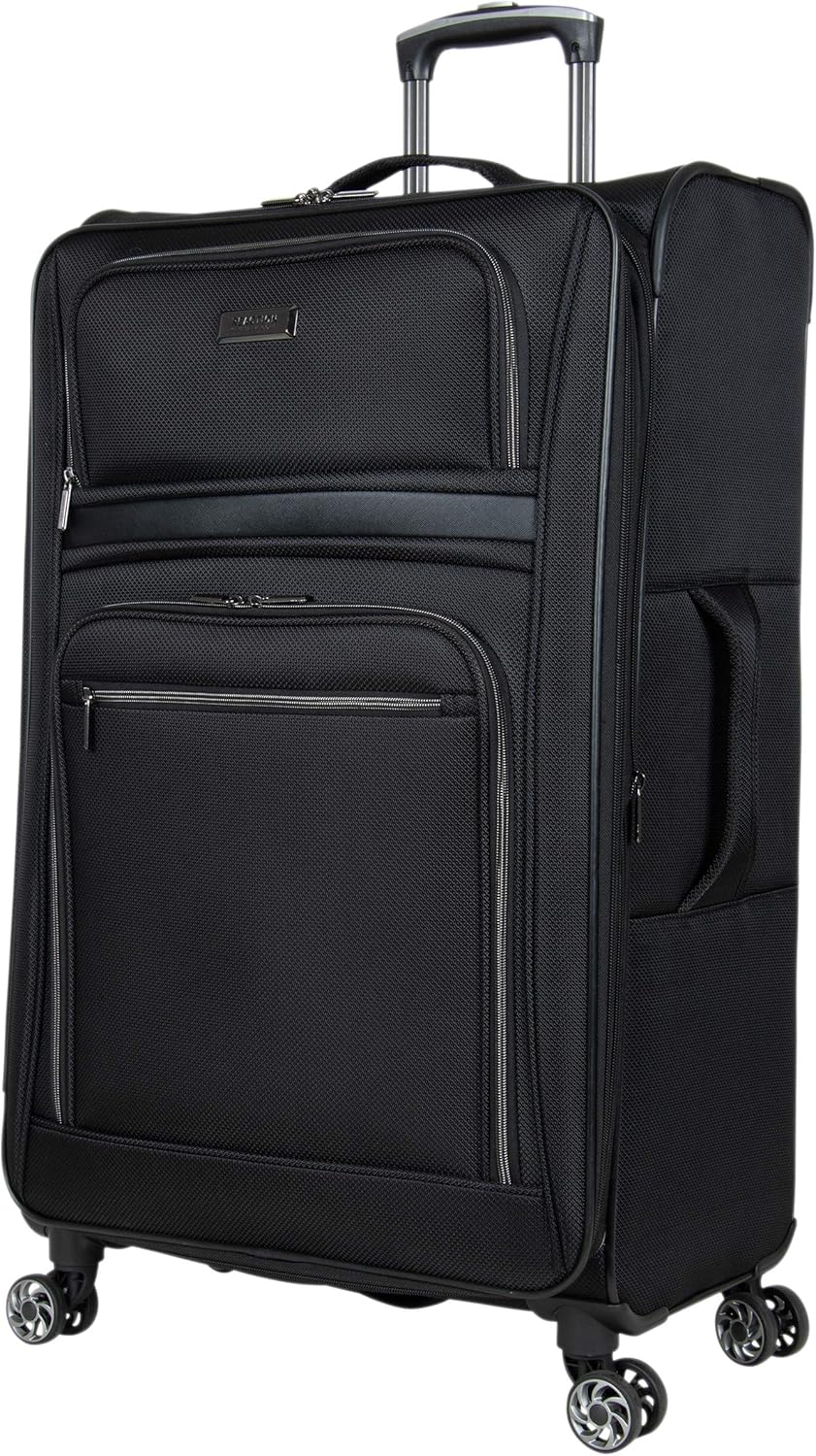Kenneth Cole REACTION Rugged Roamer Lightweight Softside Expandable 8-Wheel Spinner Luggage, Black, 2-Piece (20” Carry-On/28” Check Size)