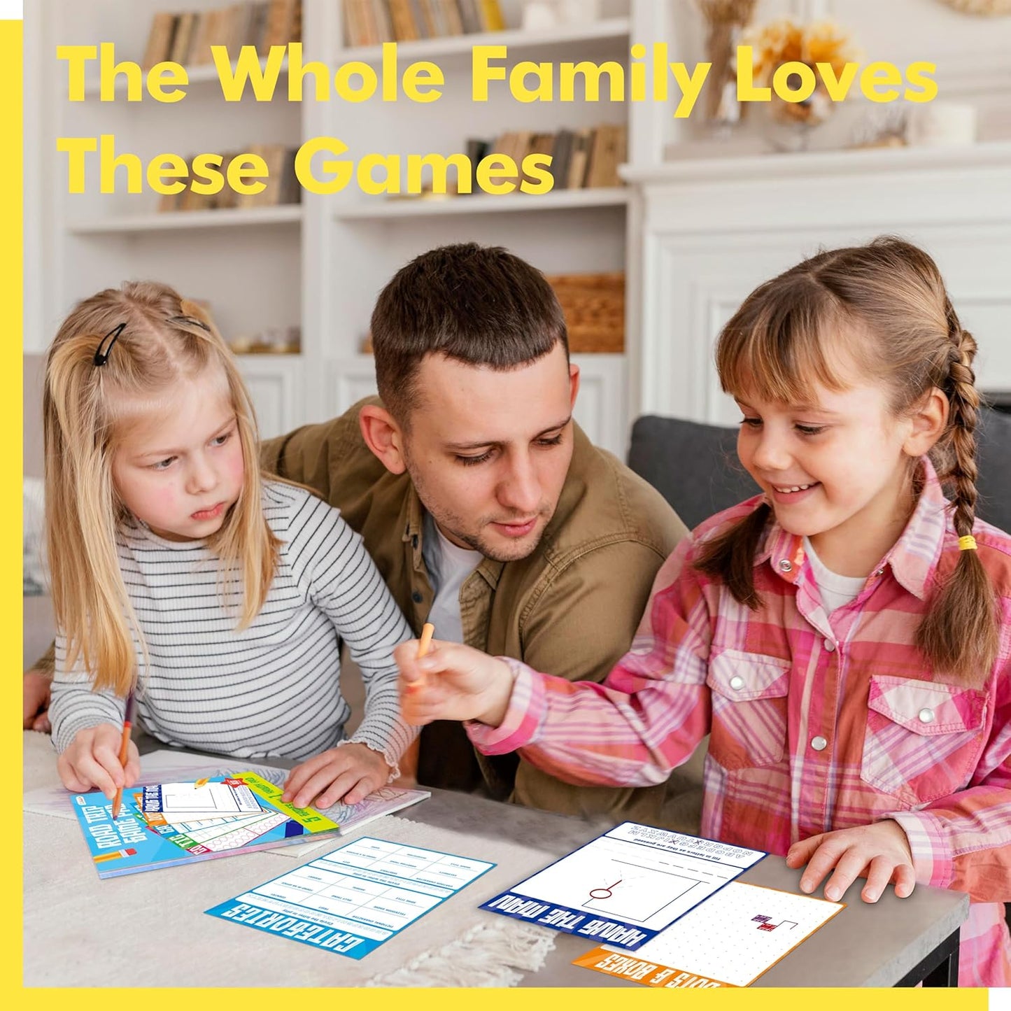 Road Trip Game Pad, 80 Tear-Off Sheets 5 Classic Games in 1 Pad, Dots & Boxes, Tic-tac-Toe, Categories, Plane Travel, Car Trip Activity, Pen Pencil & Paper Game for Kids, Adults (4” x 6”)