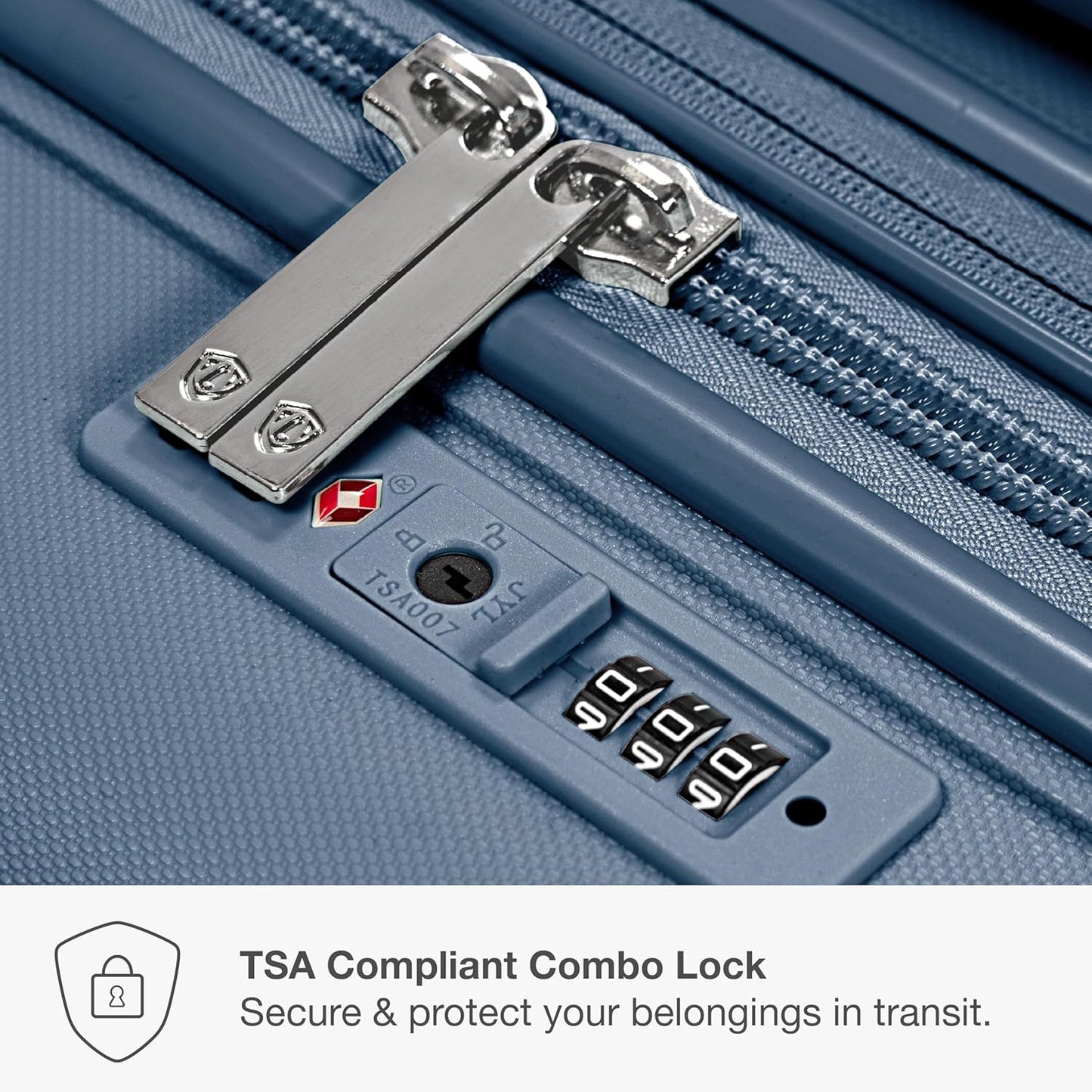 Traveler's Choice Pagosa Indestructible Hardshell Expandable Spinner Luggage, Slate Blue, 3-Piece Set (22/26/30)