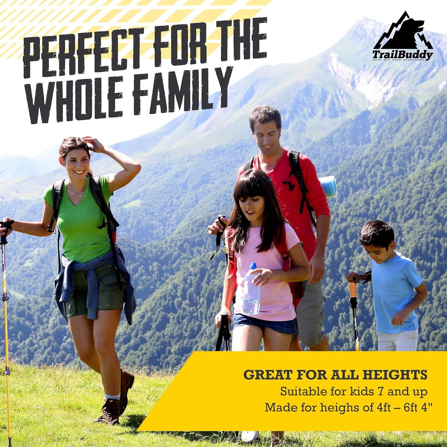 TrailBuddy Trekking Poles – Lightweight 7075 Aluminum Hiking Poles for Women, Men & Seniors – Collapsible Walking Sticks for Travel, Trails & Balance