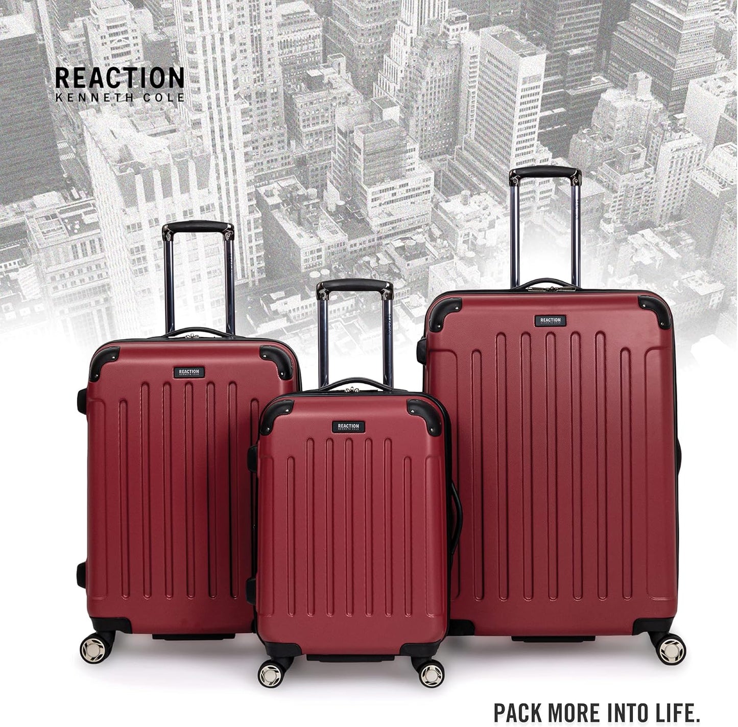 Kenneth Cole REACTION Renegade Luggage Expandable 8-Wheel Spinner Lightweight Hardside Suitcase, Scarlet Red, 20-Inch Carry On