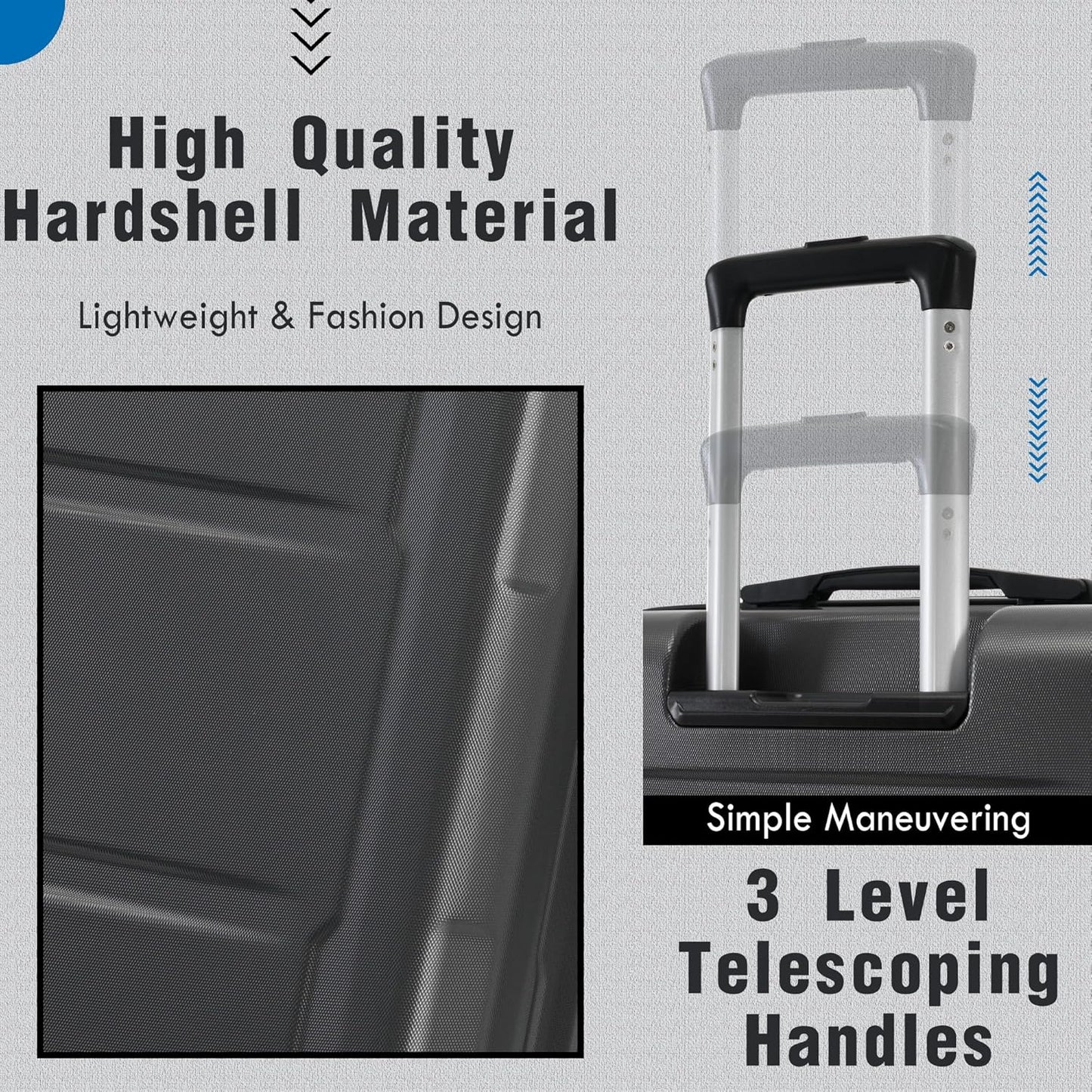 Merax Luggage Set 2 Piece Suitcase Sets with Spinner Wheel,Lightweight Hardside Expandable Travel Laggage with TSA Lock,Suitcase with Travel Bag(20"/28",Dark Gray)