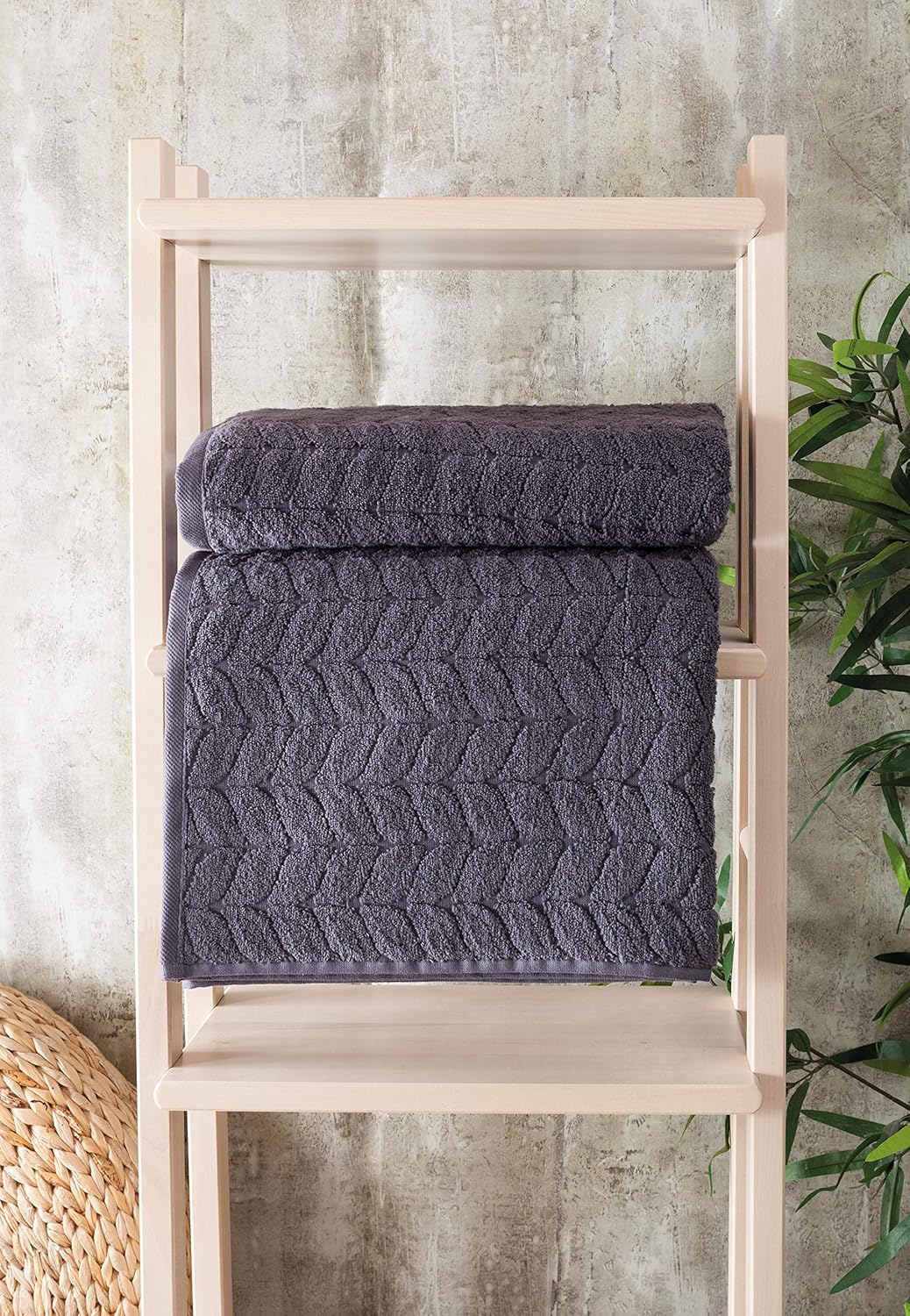 BAGNO MILANO 100% Turkish Cotton Jacquard Luxury Towel Set – Quick Dry Non-GMO Ultra-Soft, Plush and Absorbent Luxury Durable Turkish Towels Set (Grey, 6 pcs Towel Set)