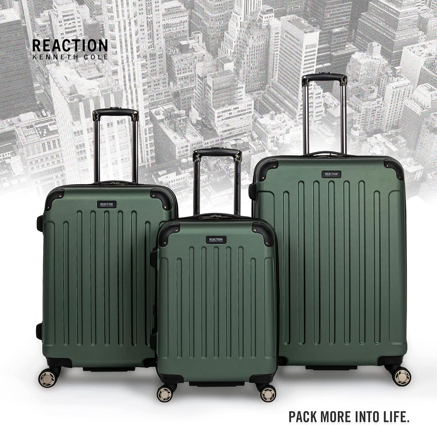 Kenneth Cole REACTION Renegade Luggage Expandable 8-Wheel Spinner Lightweight Hardside Suitcase, Cilantro, 20-inch Carry On